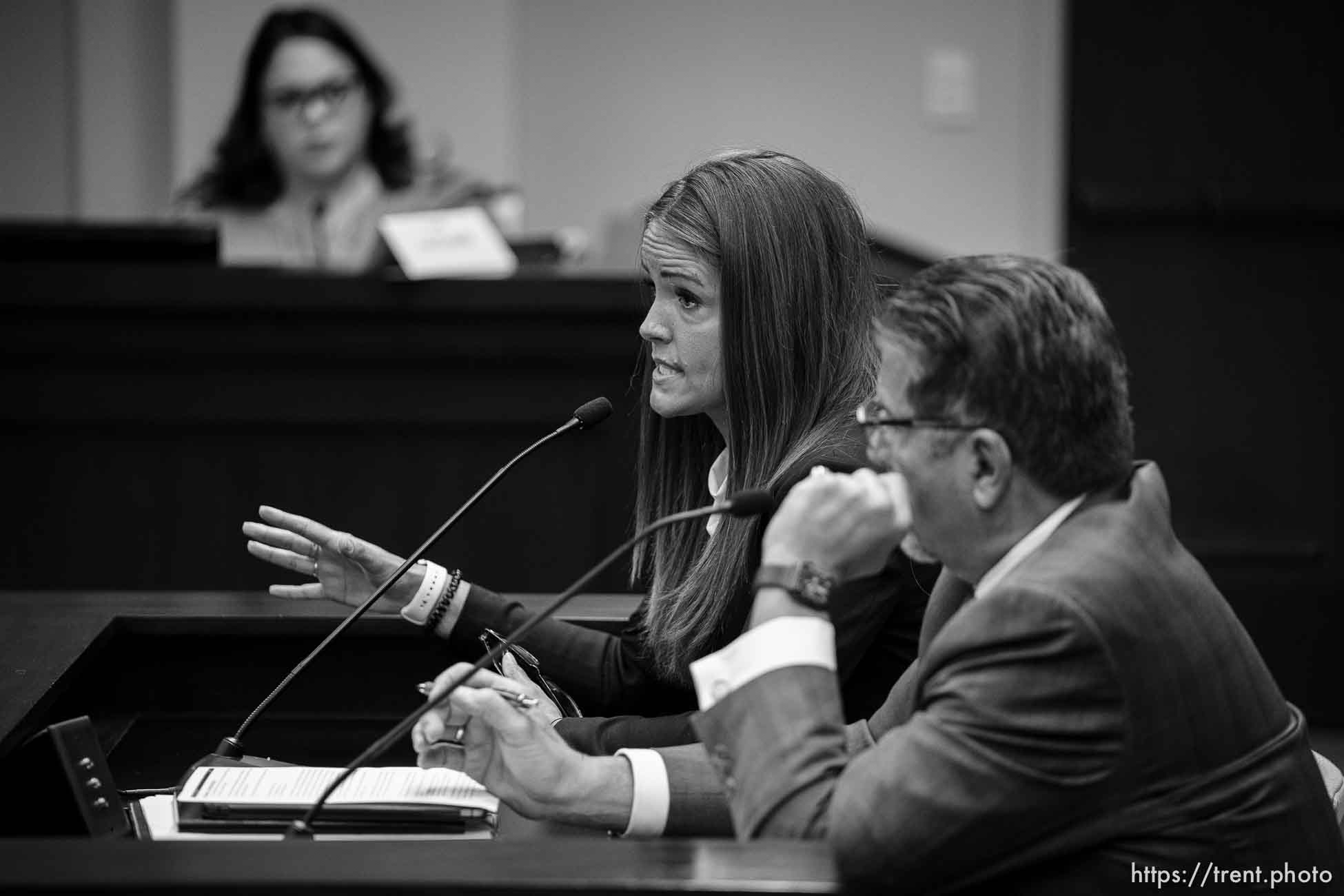 (Trent Nelson  |  The Salt Lake Tribune) Rep. Kera Birkeland, R-Morgan, at a meeting of the Health and Human Services Interim Committee at the State Capitol in Salt Lake City on Wednesday, June 16, 2021. Transgender treatment for minors and participation by transgender youth in school sports were the topics of discussion.