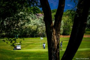 (Trent Nelson  |  The Salt Lake Tribune) Golfers at Mick Riley Golf Course in Murray on Saturday, June 26, 2021.