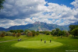 (Trent Nelson  |  The Salt Lake Tribune) Golfers on the ninth hole at Mick Riley Golf Course in Murray on Saturday, June 26, 2021.