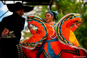 (Trent Nelson  |  The Salt Lake Tribune) Grupo Folklorico Tollan performs at the Living Traditions festival in Salt Lake City on Saturday, June 26, 2021.