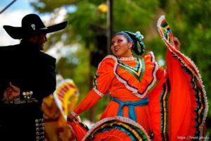 (Trent Nelson  |  The Salt Lake Tribune) Grupo Folklorico Tollan performs at the Living Traditions festival in Salt Lake City on Saturday, June 26, 2021.