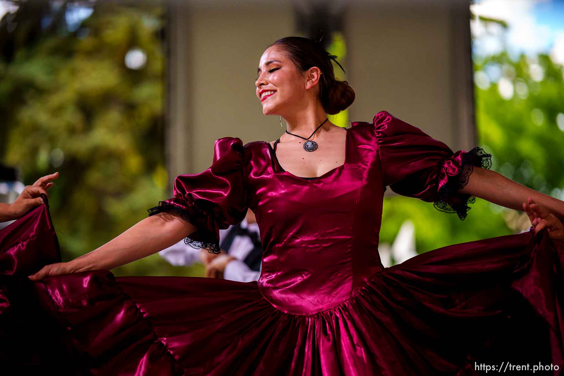 (Trent Nelson  |  The Salt Lake Tribune) Dancers from the Viva Peru Dance Academy perform at the Living Traditions festival in Salt Lake City on Saturday, June 26, 2021.