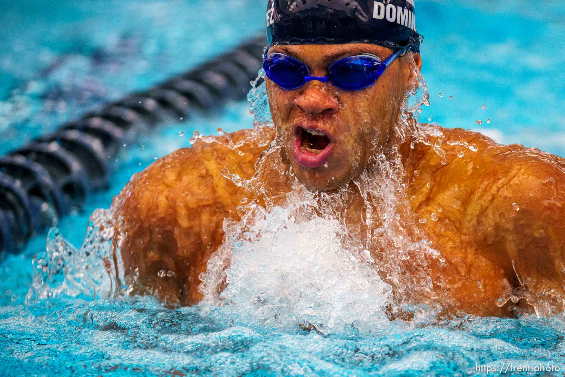 (Trent Nelson  |  The Salt Lake Tribune) BYU swimmer Josue Dominguez will be the only male swimming for the Dominican Republic at the Olympics in Tokyo. Dominguez was photographed at BYU in Provo on Thursday, July 8, 2021.