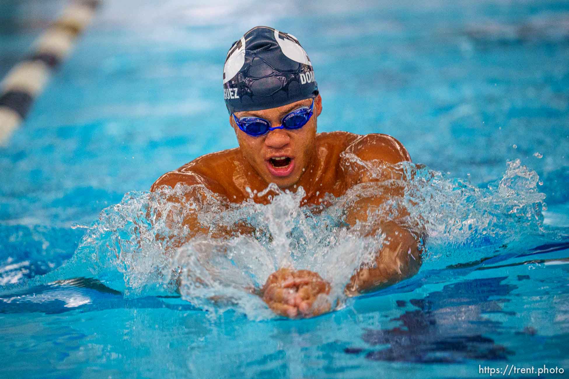 (Trent Nelson  |  The Salt Lake Tribune) BYU swimmer Josue Dominguez will be the only male swimming for the Dominican Republic at the Olympics in Tokyo. Dominguez was photographed at BYU in Provo on Thursday, July 8, 2021.