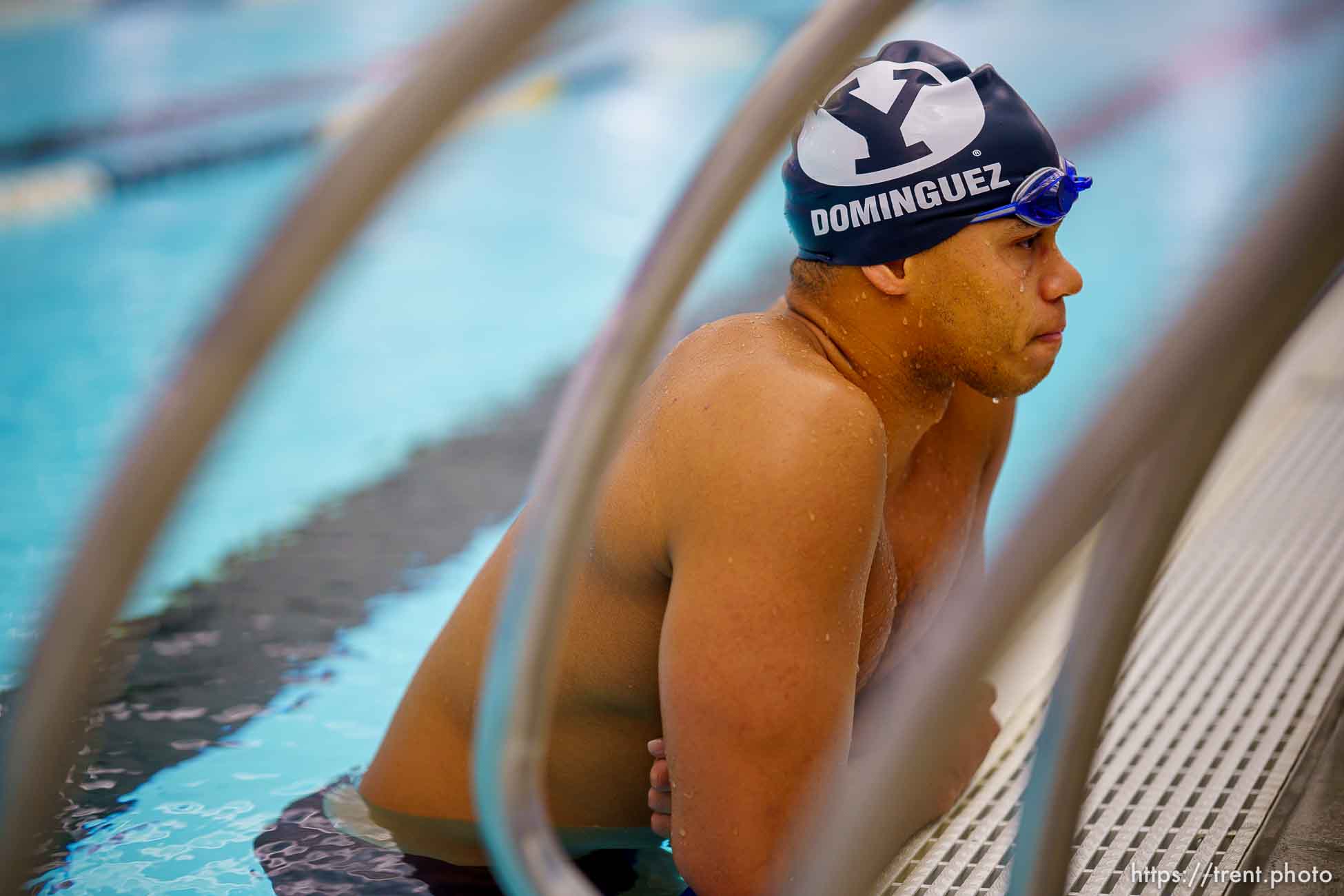 (Trent Nelson  |  The Salt Lake Tribune) BYU swimmer Josue Dominguez will be the only male swimming for the Dominican Republic at the Olympics in Tokyo. Dominguez was photographed at BYU in Provo on Thursday, July 8, 2021.