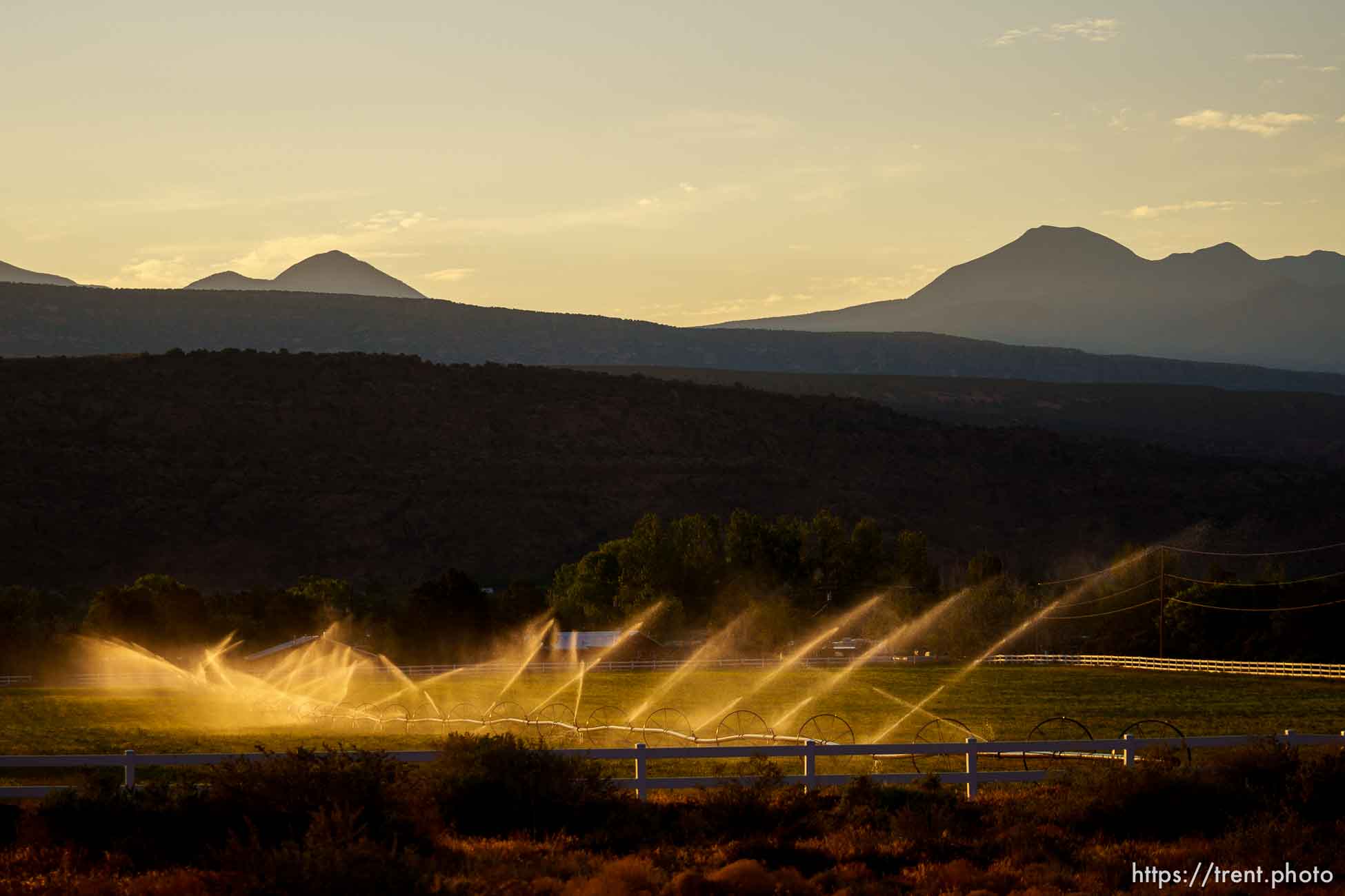 (Trent Nelson  |  The Salt Lake Tribune) Irrigation in Moab on Thursday, July 15, 2021.