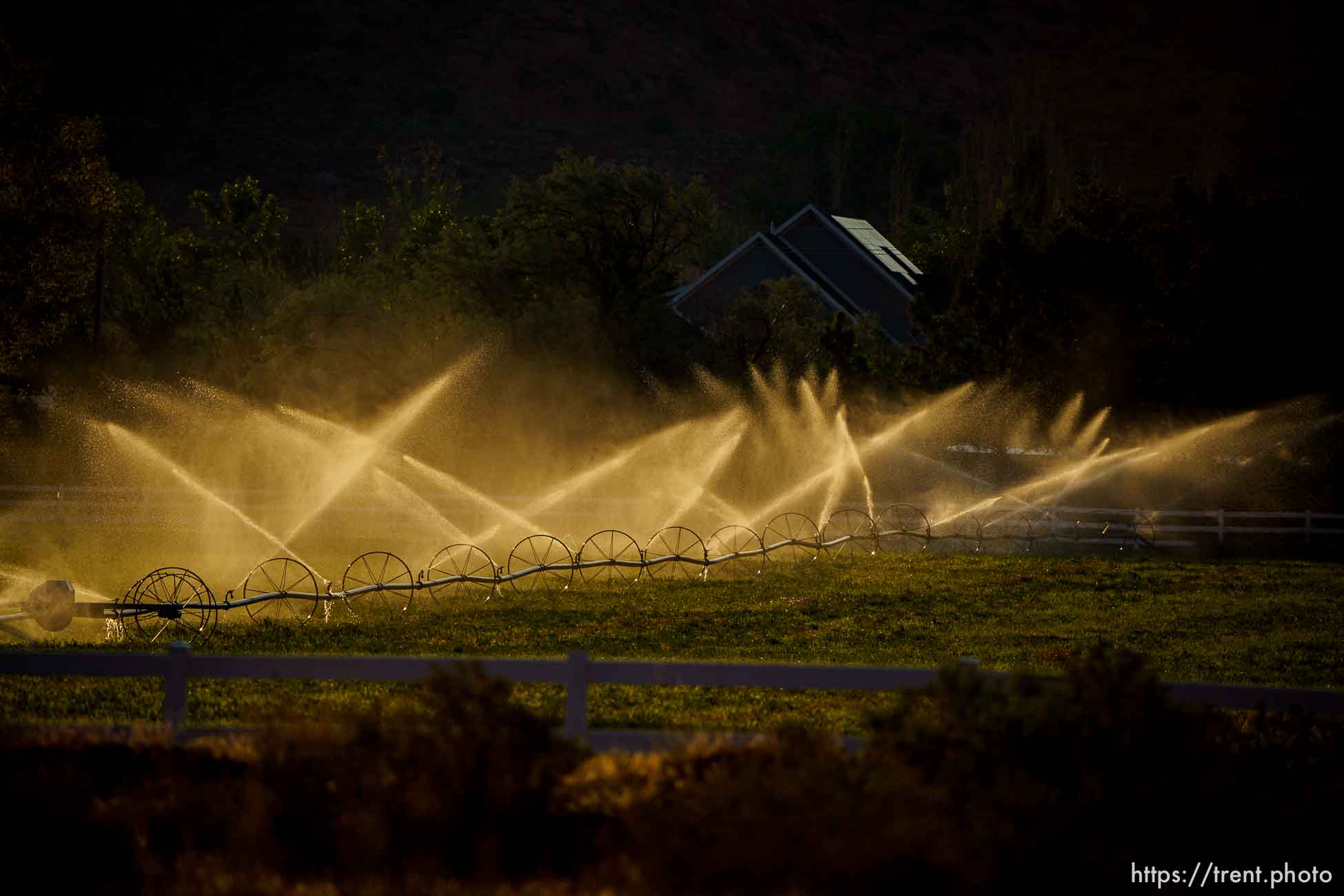 (Trent Nelson | The Salt Lake Tribune) Irrigation in Moab on Thursday, July 15, 2021.