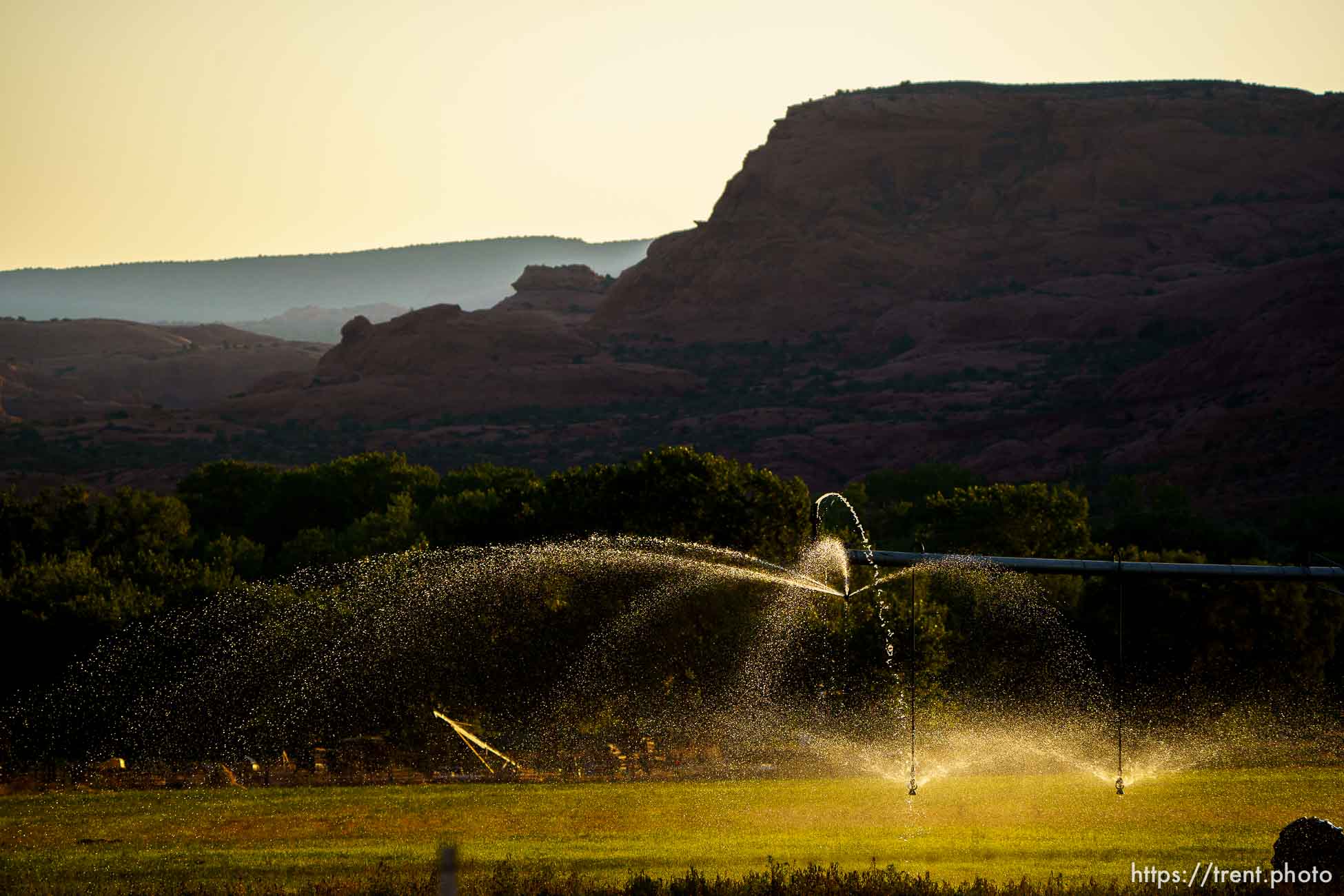 (Trent Nelson | The Salt Lake Tribune) Irrigation in Moab on Thursday, July 15, 2021.