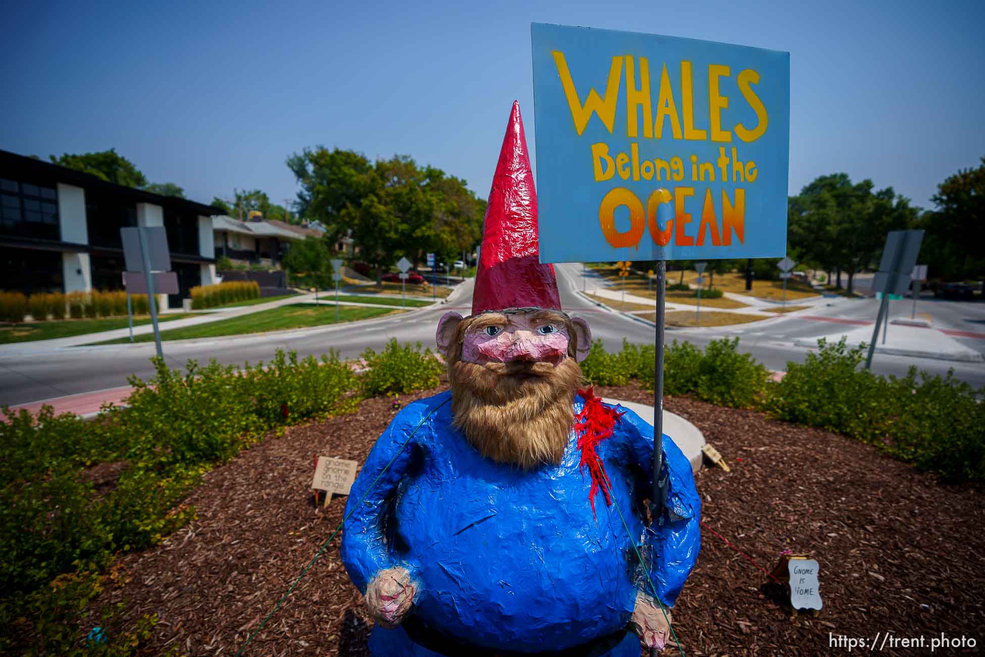 (Trent Nelson  |  The Salt Lake Tribune) The largest gnome in the roundabout at 900 South 1100 East in Salt Lake City on Saturday, July 24, 2021.