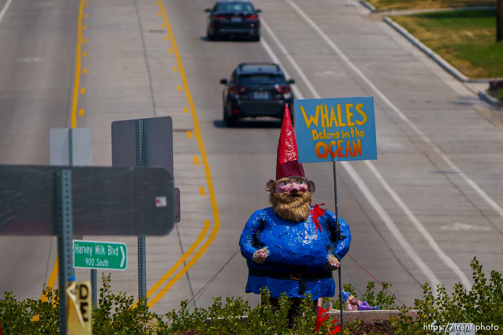 (Trent Nelson  |  The Salt Lake Tribune) The largest gnome in the roundabout at 900 South 1100 East in Salt Lake City on Saturday, July 24, 2021.