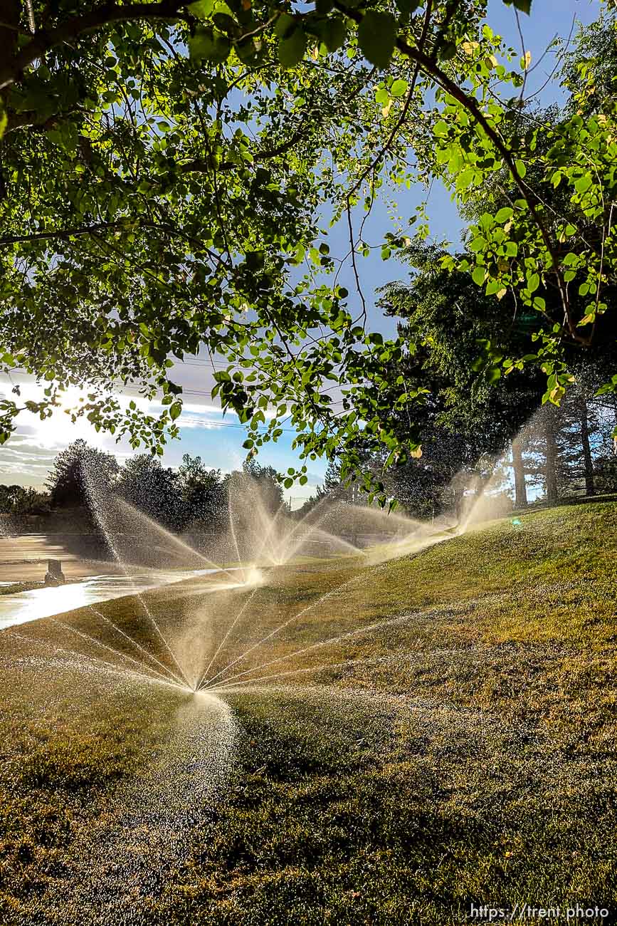 (Trent Nelson  |  The Salt Lake Tribune) Spinning sprinkler in Salt Lake City on Tuesday, June 29, 2021.