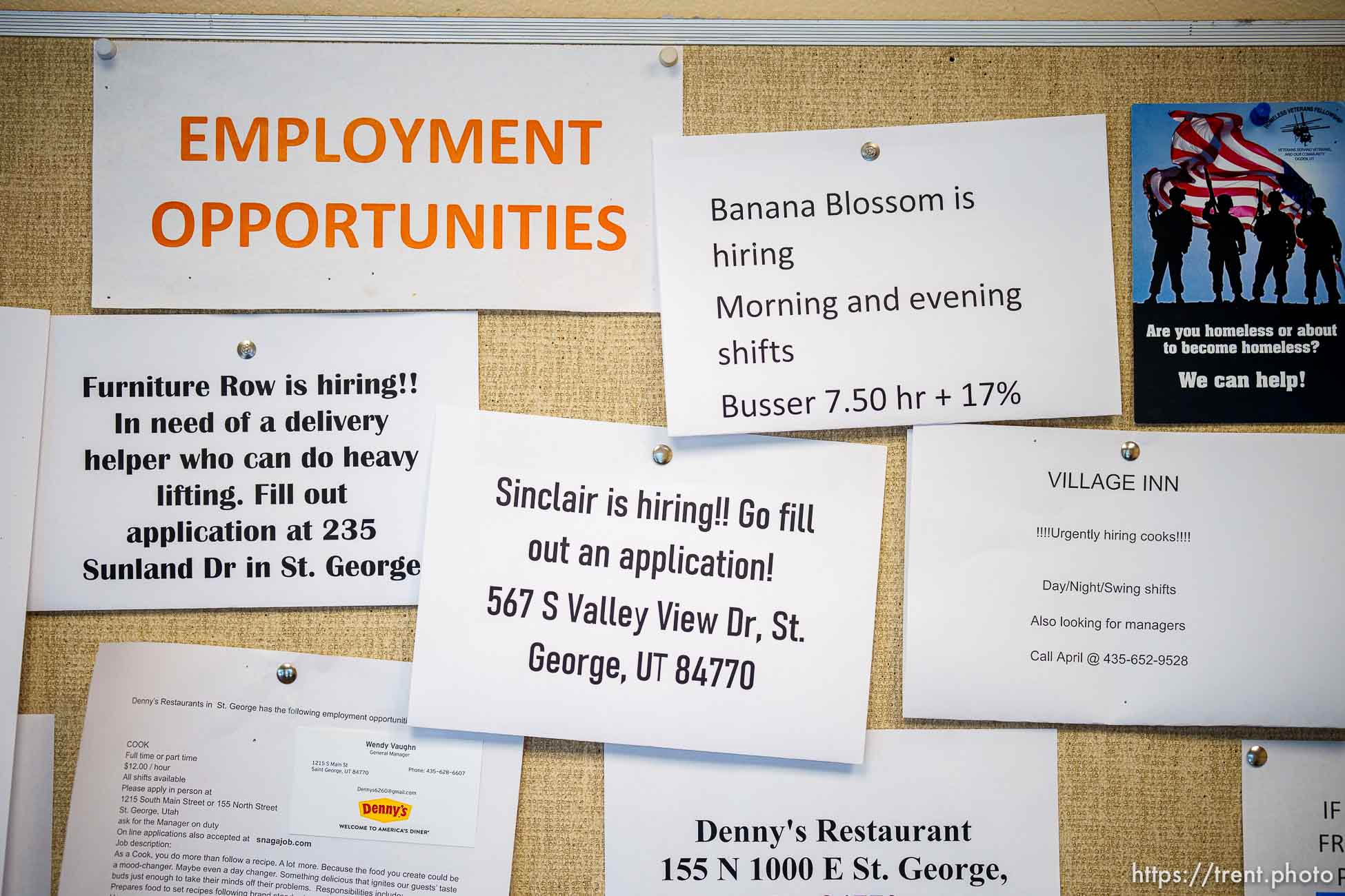 (Trent Nelson  |  The Salt Lake Tribune) Job listings at the Switchpoint shelter in St. George on Friday, June 11, 2021.