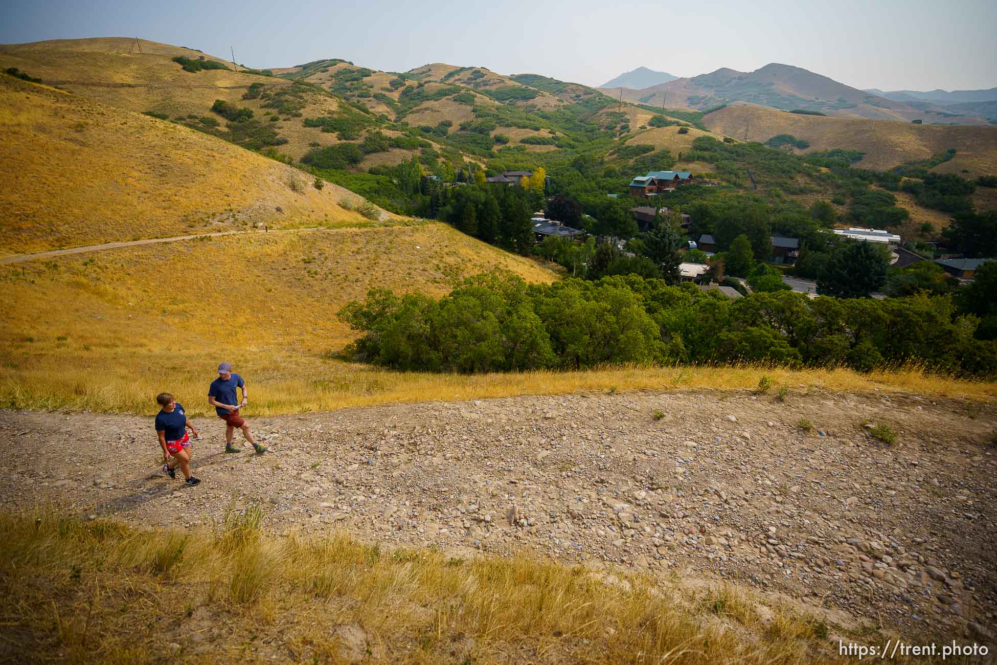 (Trent Nelson  |  The Salt Lake Tribune) Eric Edelman gives an overview to Salt Lake City Council member Amy Fowler of new trails in the Foothills Natural Area on Tuesday, Aug. 10, 2021.