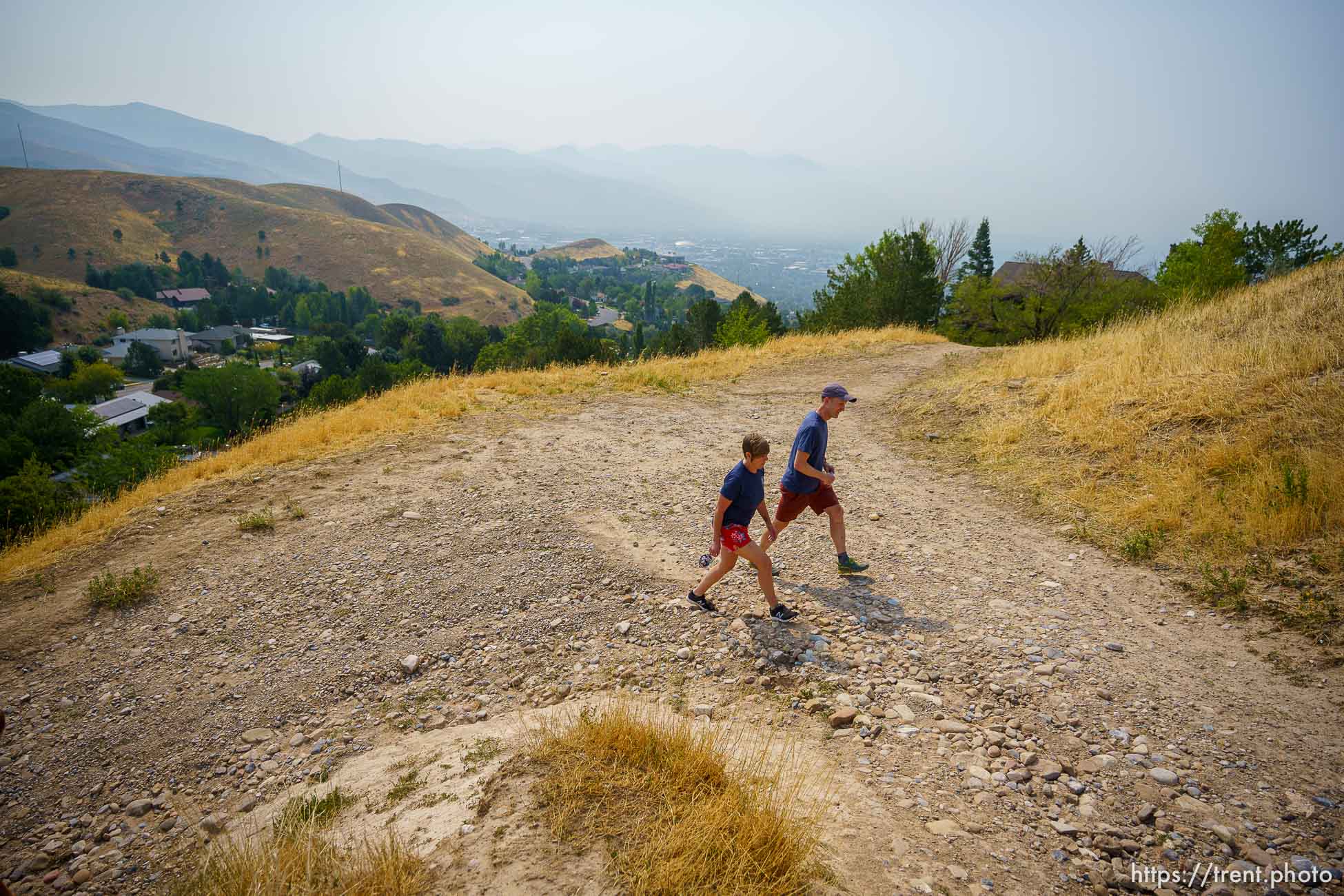 (Trent Nelson  |  The Salt Lake Tribune) Eric Edelman gives an overview to Salt Lake City Council member Amy Fowler of new trails in the Foothills Natural Area on Tuesday, Aug. 10, 2021.