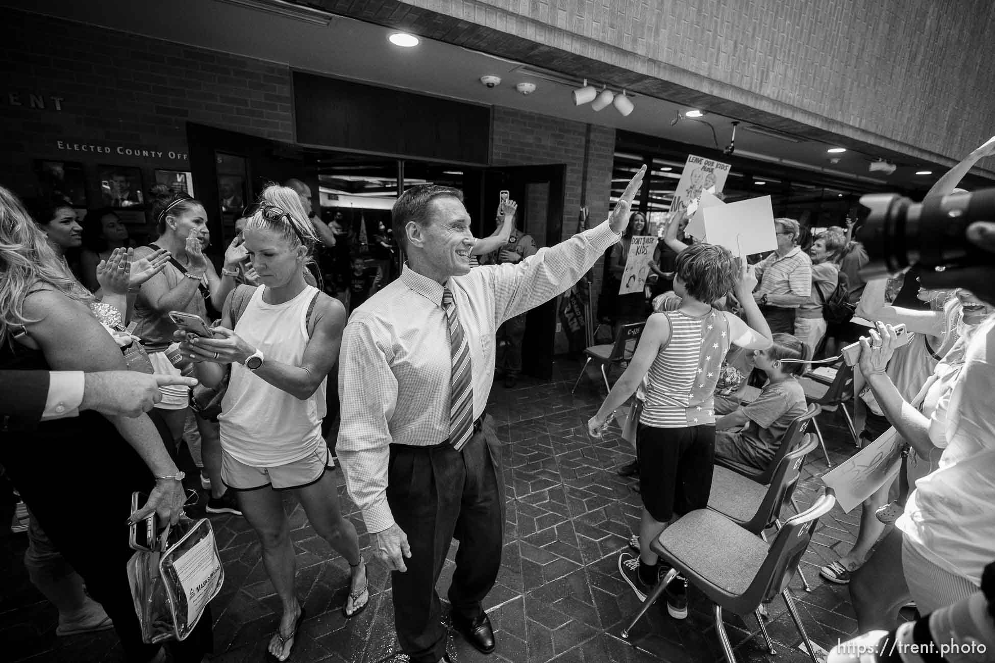 (Trent Nelson  |  The Salt Lake Tribune) 
as the Salt Lake County Council meets to vote on Dr. Angela Dunn's mask ordinance for K-6 students, on Thursday, Aug. 12, 2021.