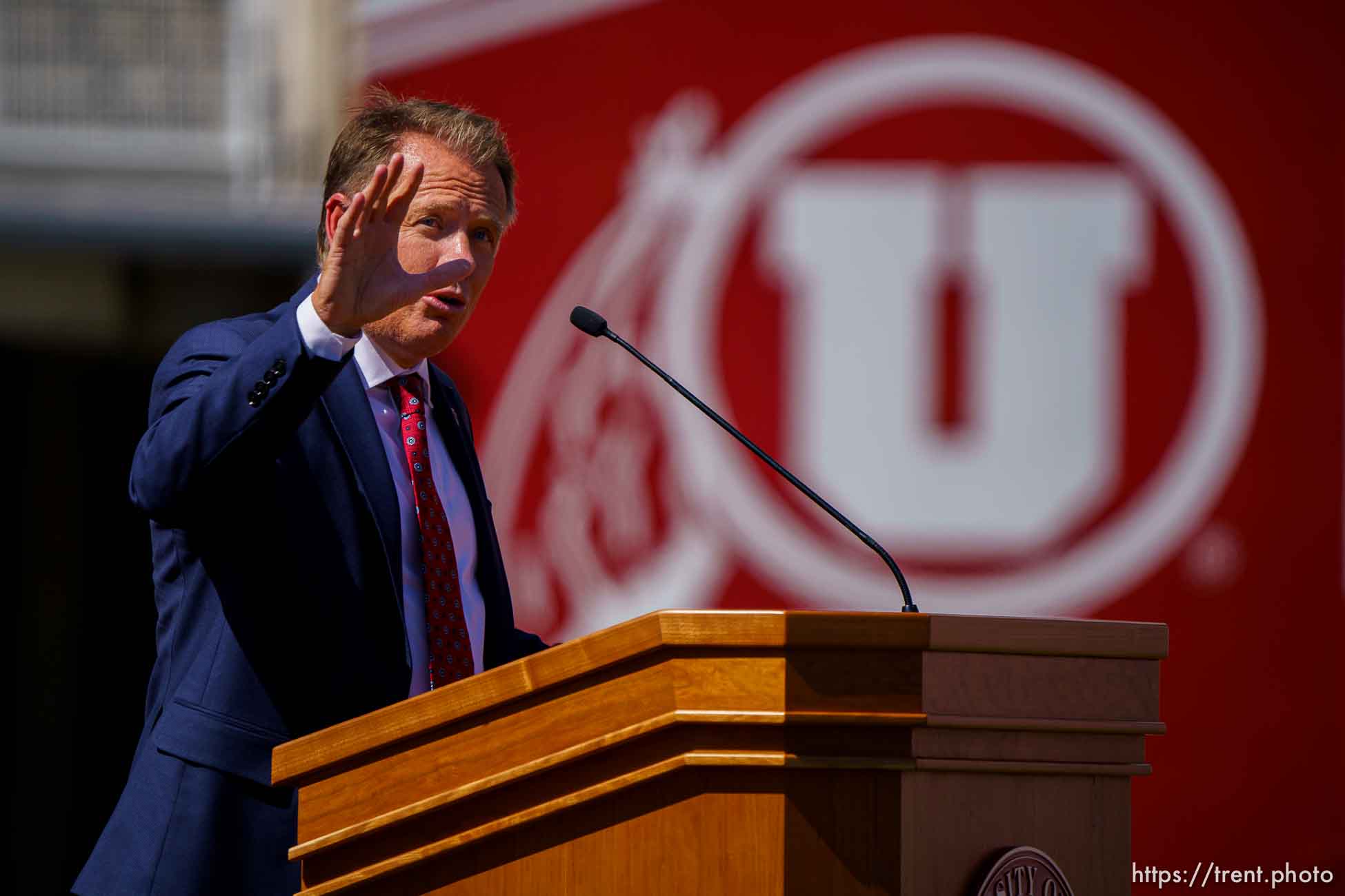 (Trent Nelson  |  The Salt Lake Tribune) 
President Taylor R. Randall
The Ken Garff Red Zone at Rice-Eccles Stadium will officially be unveiled in a ribbon-cutting ceremony on Thursday, Aug. 12, at 11 a.m. Media are invited to attend this private ceremony and tour the new facility afterwards. 

 on Thursday, Aug. 12, 2021.