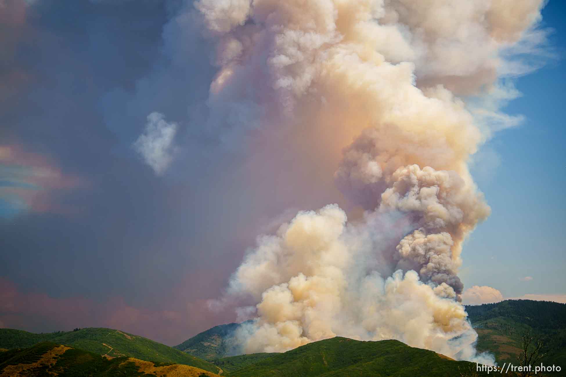 (Trent Nelson  |  The Salt Lake Tribune) The Parleys Canyon Fire burns on Saturday, Aug. 14, 2021.