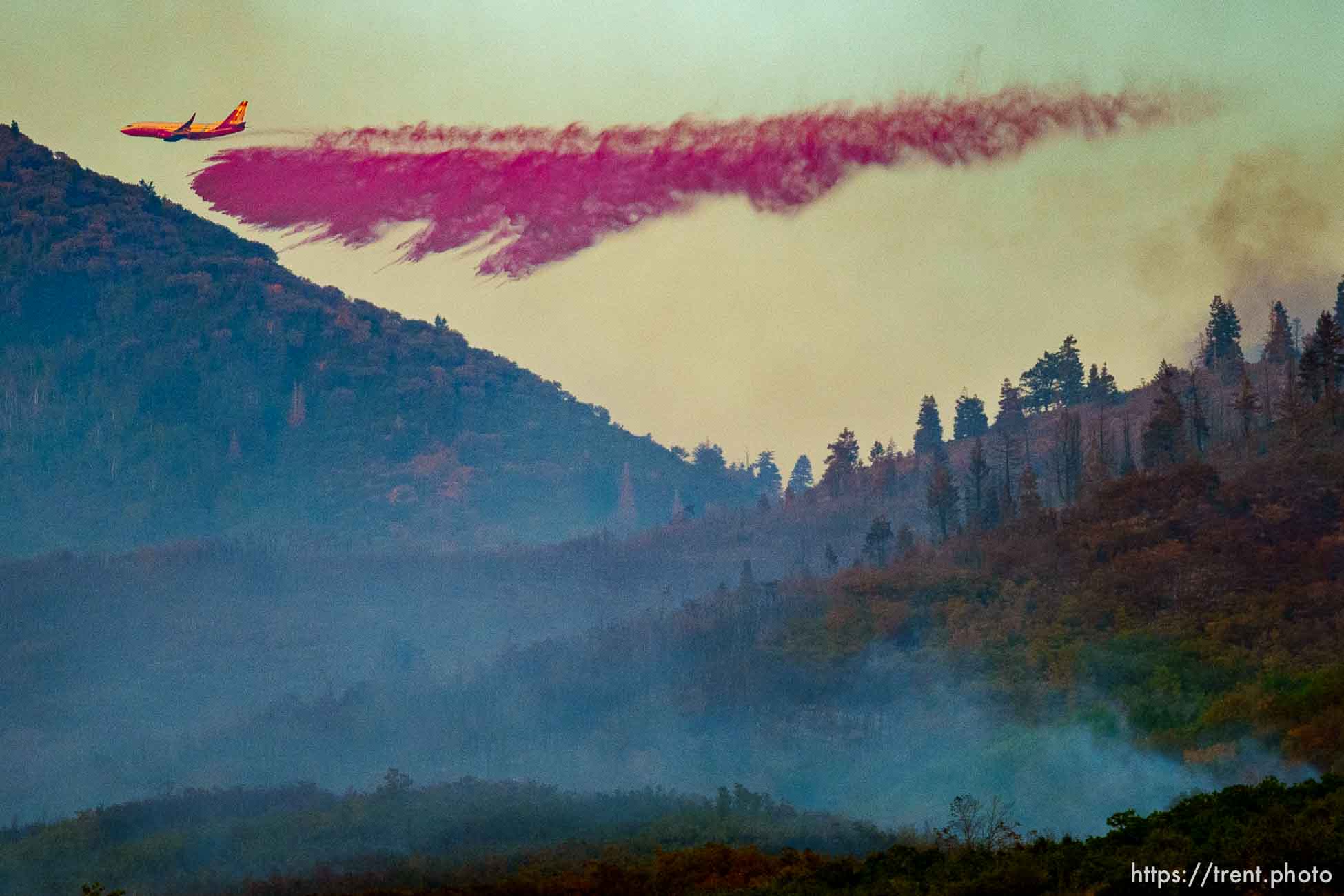 (Trent Nelson  |  The Salt Lake Tribune) Crews fight the Parleys Canyon Fire burns on Saturday, Aug. 14, 2021.