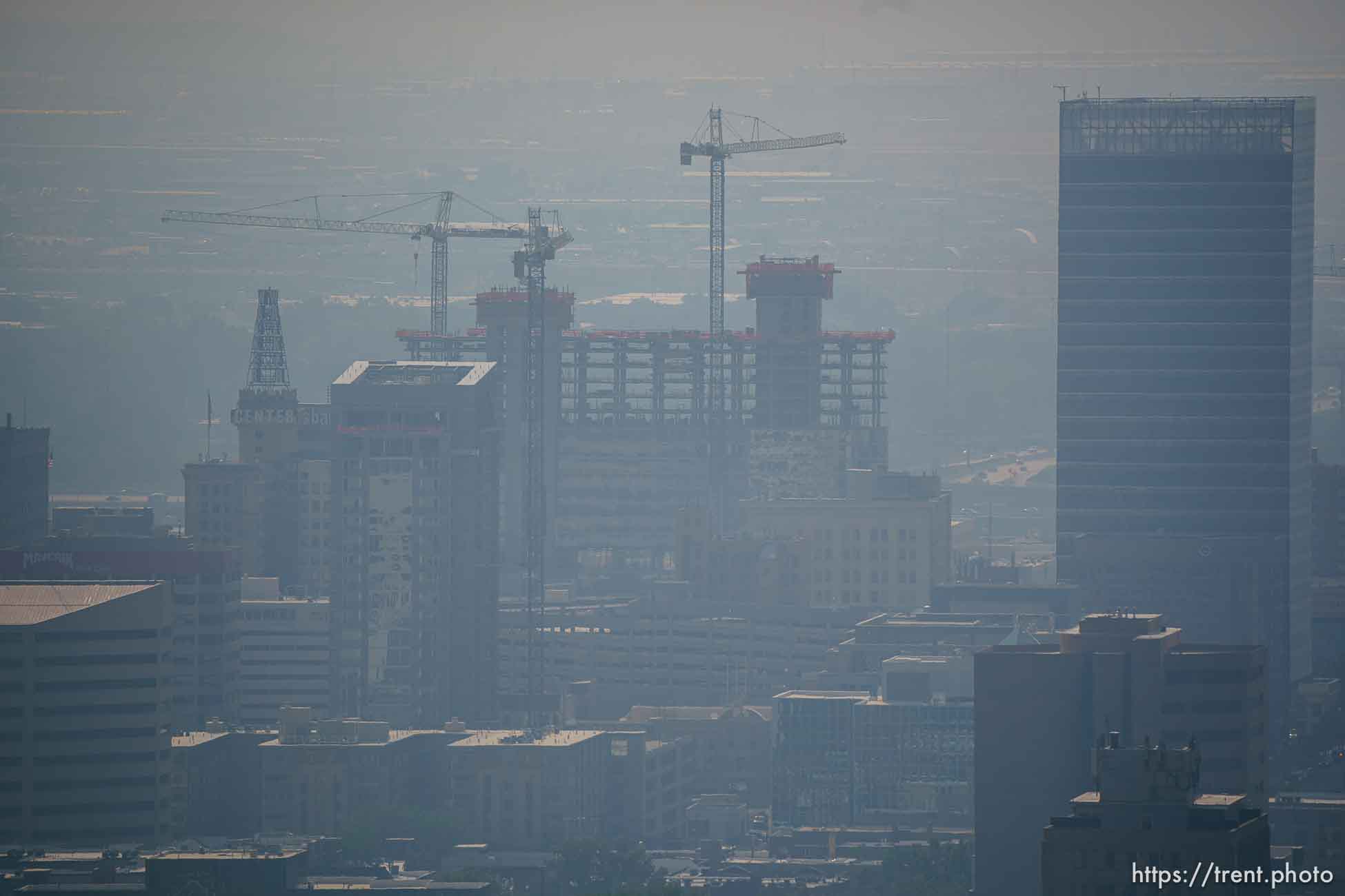 (Trent Nelson  |  The Salt Lake Tribune) Smoke over Salt Lake City on Friday, Aug. 20, 2021.