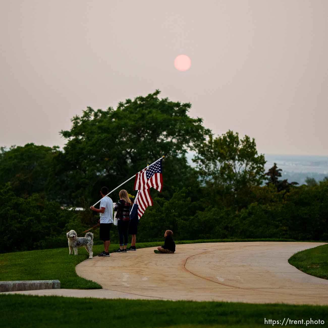 (Trent Nelson  |  The Salt Lake Tribune) The sun goes down before a vigil at the State Capitol in Salt Lake City for Staff Sgt. Taylor Hoover on Sunday, Aug. 29, 2021.. Hoover was killed in a suicide bombing in Kabul, Afghanistan.