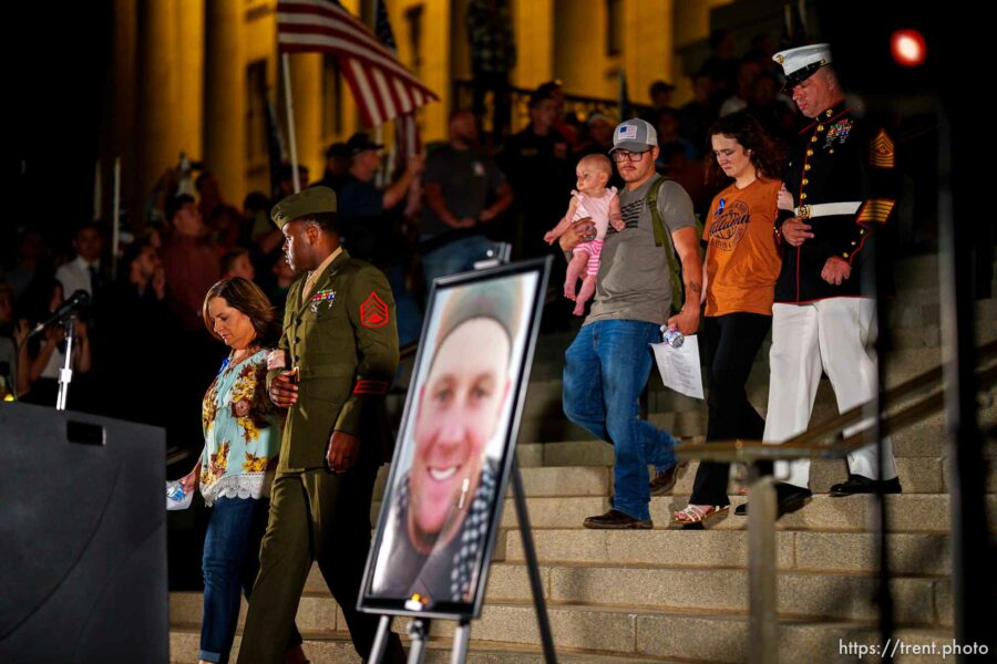 (Trent Nelson  |  The Salt Lake Tribune) 
at a vigil at the State Capitol in Salt Lake City for Staff Sgt. Taylor Hoover on Sunday, Aug. 29, 2021.. Hoover was killed in a suicide bombing in Kabul, Afghanistan.
