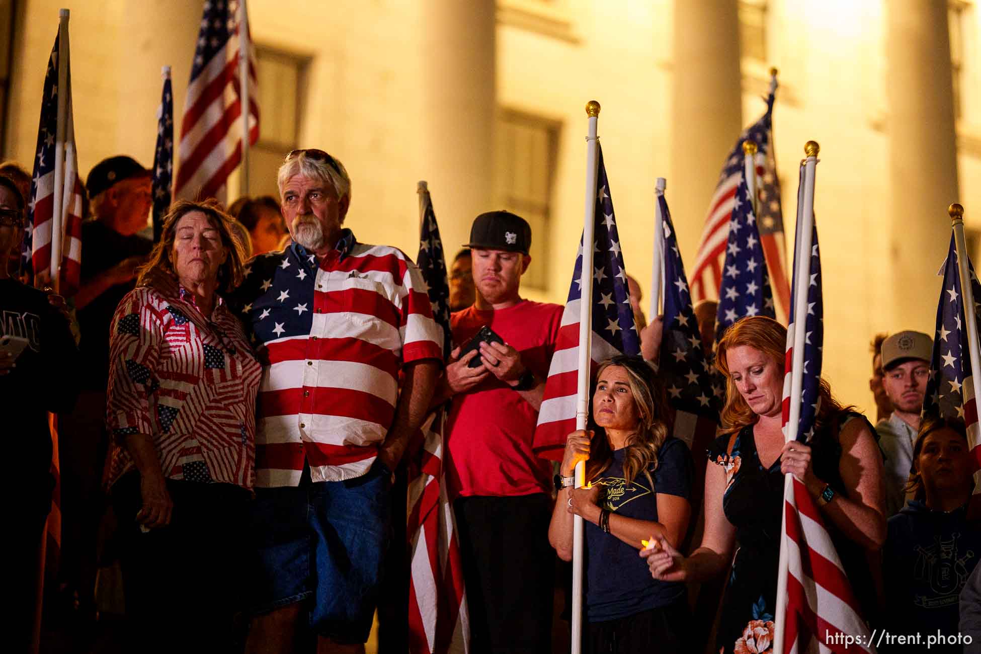 (Trent Nelson  |  The Salt Lake Tribune) A vigil at the State Capitol in Salt Lake City for Staff Sgt. Taylor Hoover on Sunday, Aug. 29, 2021. Hoover was killed in a suicide bombing in Kabul, Afghanistan.