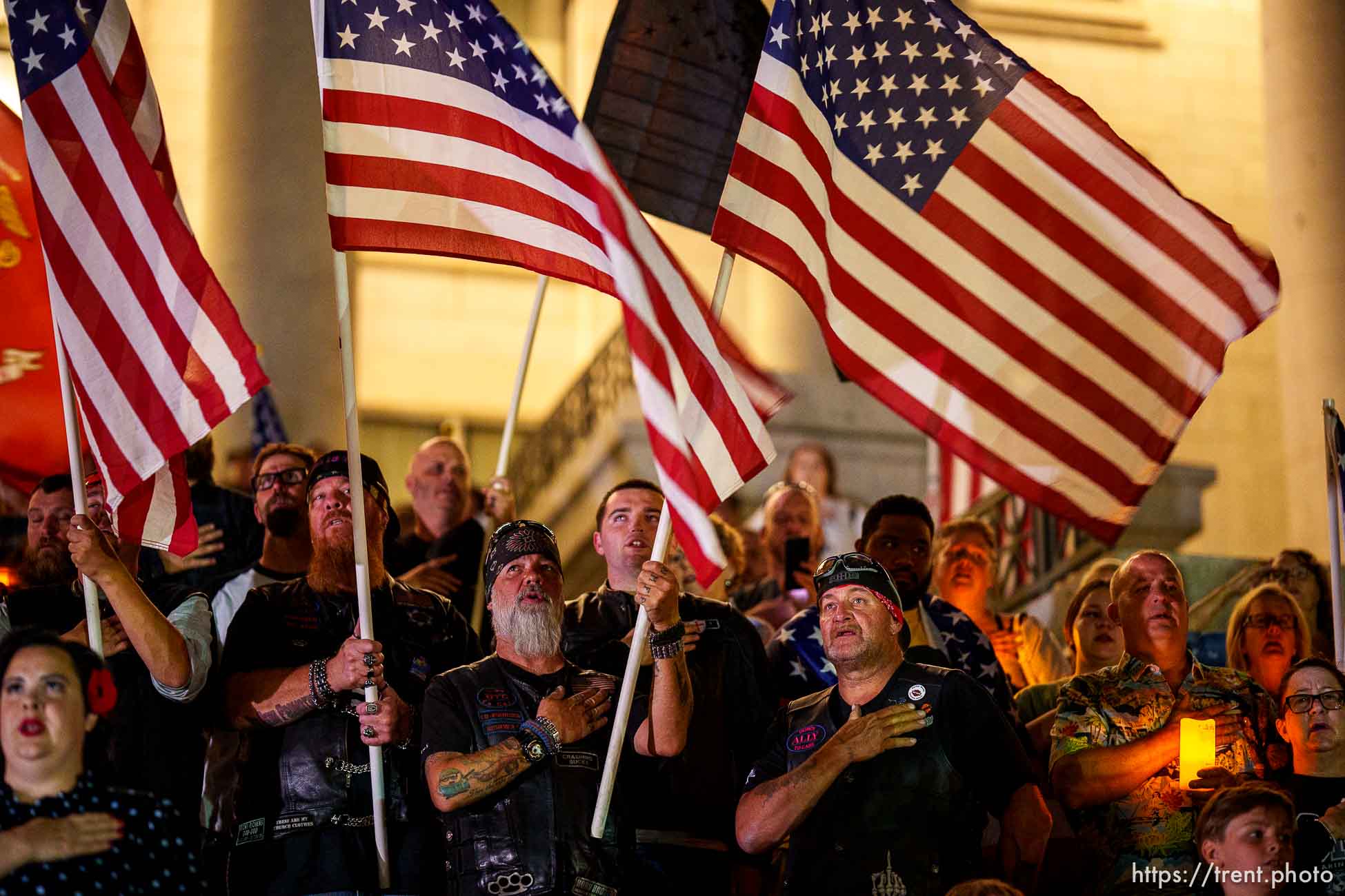 (Trent Nelson  |  The Salt Lake Tribune) A vigil at the State Capitol in Salt Lake City for Staff Sgt. Taylor Hoover on Sunday, Aug. 29, 2021. Hoover was killed in a suicide bombing in Kabul, Afghanistan.