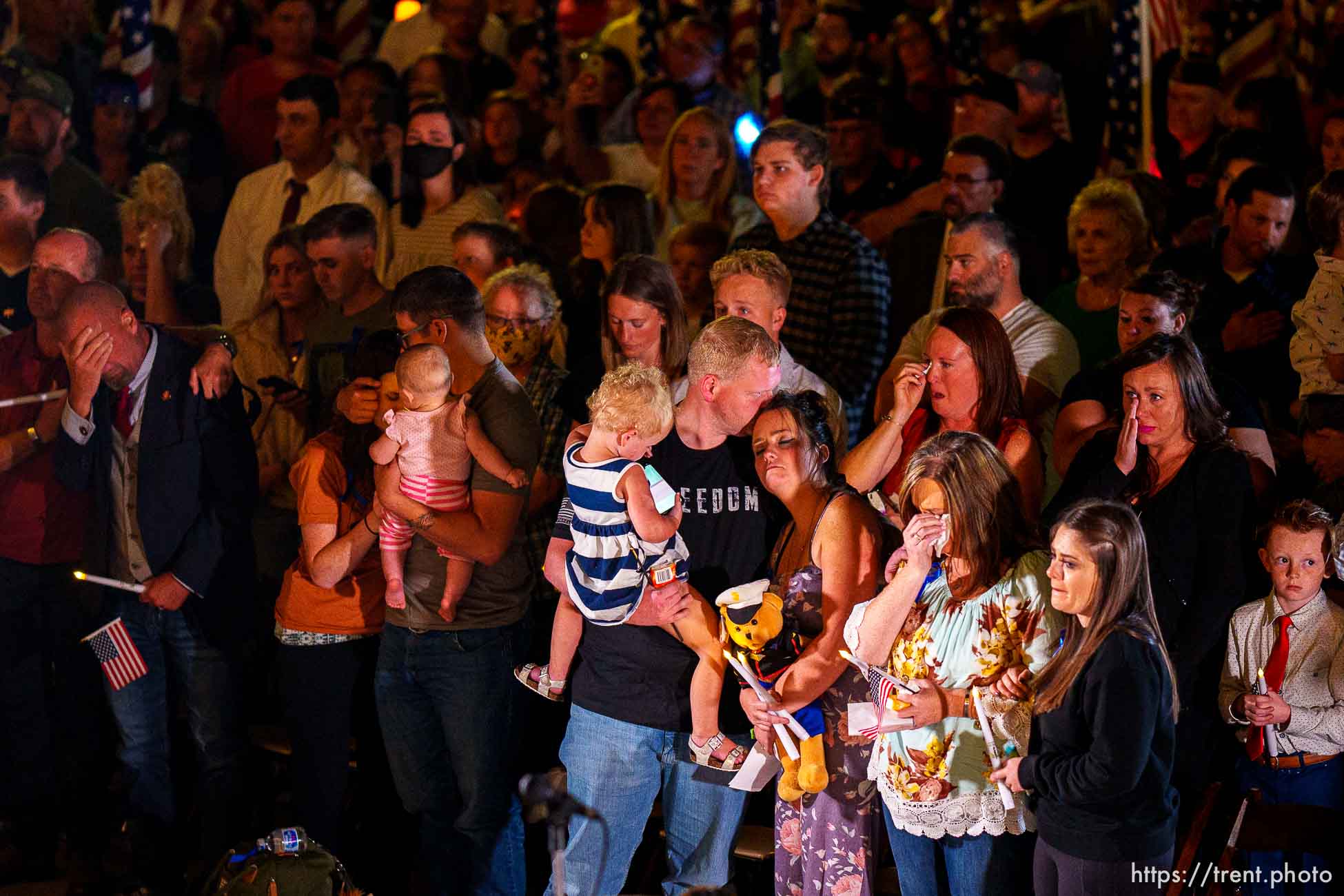 (Trent Nelson  |  The Salt Lake Tribune) Family members at a vigil at the State Capitol in Salt Lake City for Staff Sgt. Taylor Hoover on Sunday, Aug. 29, 2021. Hoover was killed in a suicide bombing in Kabul, Afghanistan.