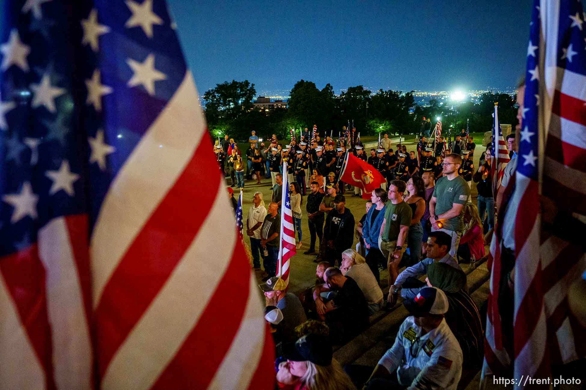 (Trent Nelson  |  The Salt Lake Tribune) A vigil at the State Capitol in Salt Lake City for Staff Sgt. Taylor Hoover on Sunday, Aug. 29, 2021. Hoover was killed in a suicide bombing in Kabul, Afghanistan.