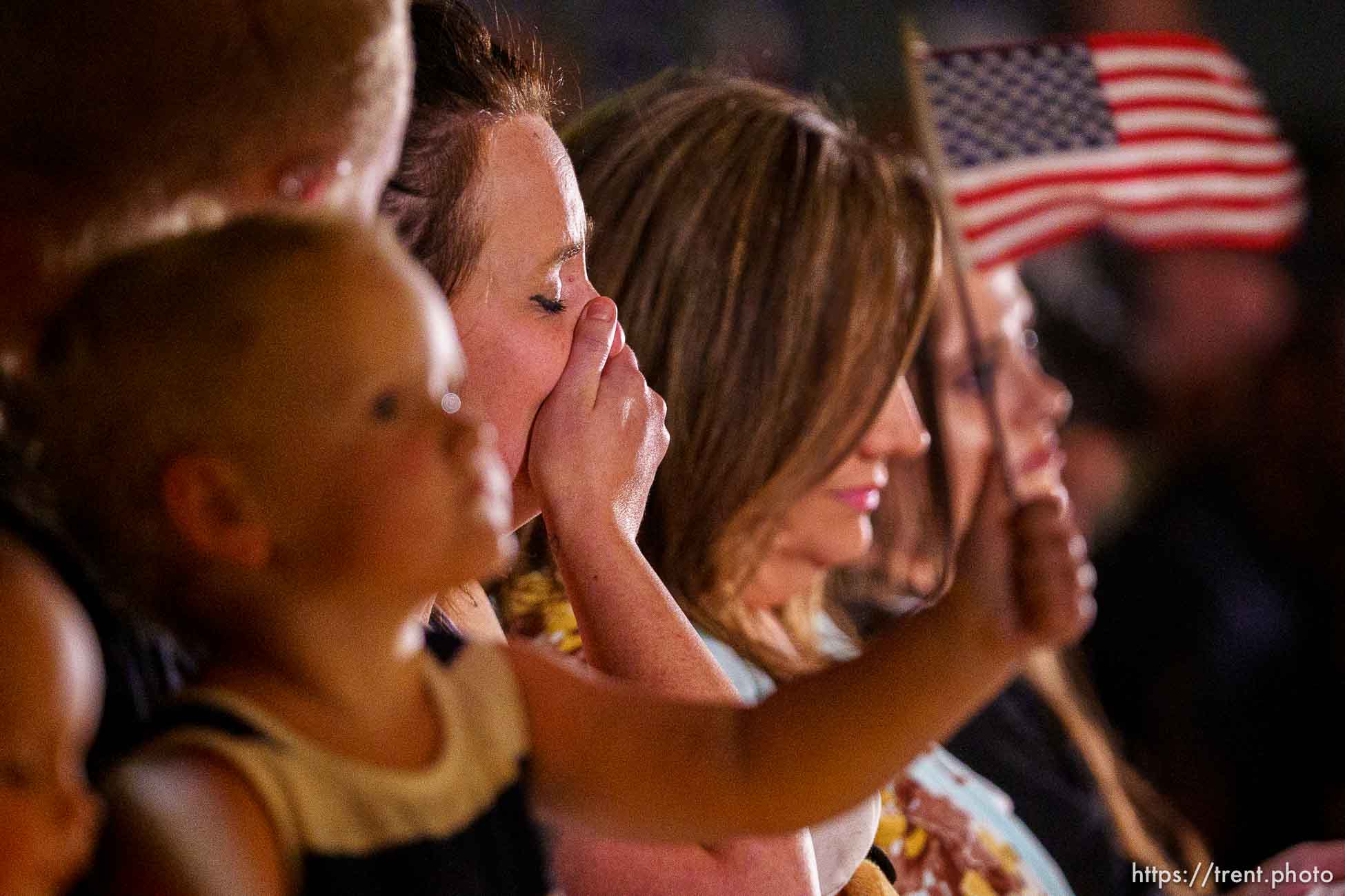 (Trent Nelson  |  The Salt Lake Tribune) Family members at a vigil at the State Capitol in Salt Lake City for Staff Sgt. Taylor Hoover on Sunday, Aug. 29, 2021. Hoover was killed in a suicide bombing in Kabul, Afghanistan.