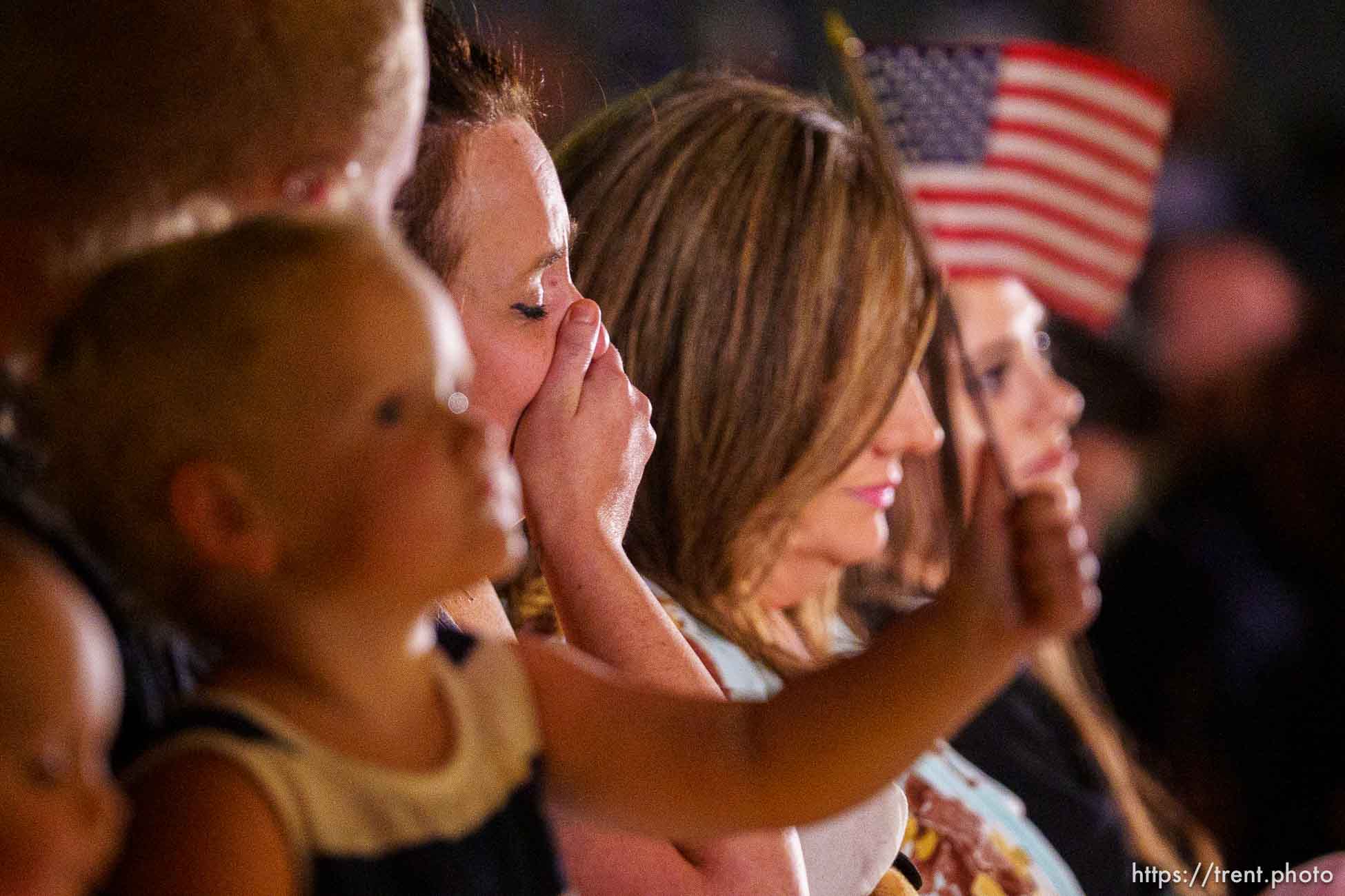 (Trent Nelson  |  The Salt Lake Tribune) Family members at a vigil at the State Capitol in Salt Lake City for Staff Sgt. Taylor Hoover on Sunday, Aug. 29, 2021. Hoover was killed in a suicide bombing in Kabul, Afghanistan.