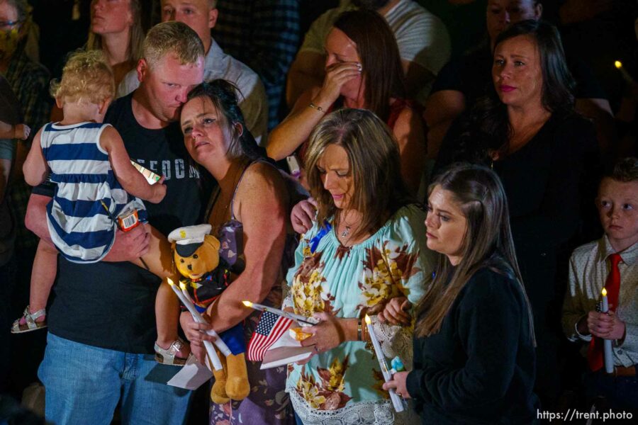 (Trent Nelson  |  The Salt Lake Tribune) Family members at a vigil at the State Capitol in Salt Lake City for Staff Sgt. Taylor Hoover on Sunday, Aug. 29, 2021. Hoover was killed in a suicide bombing in Kabul, Afghanistan.