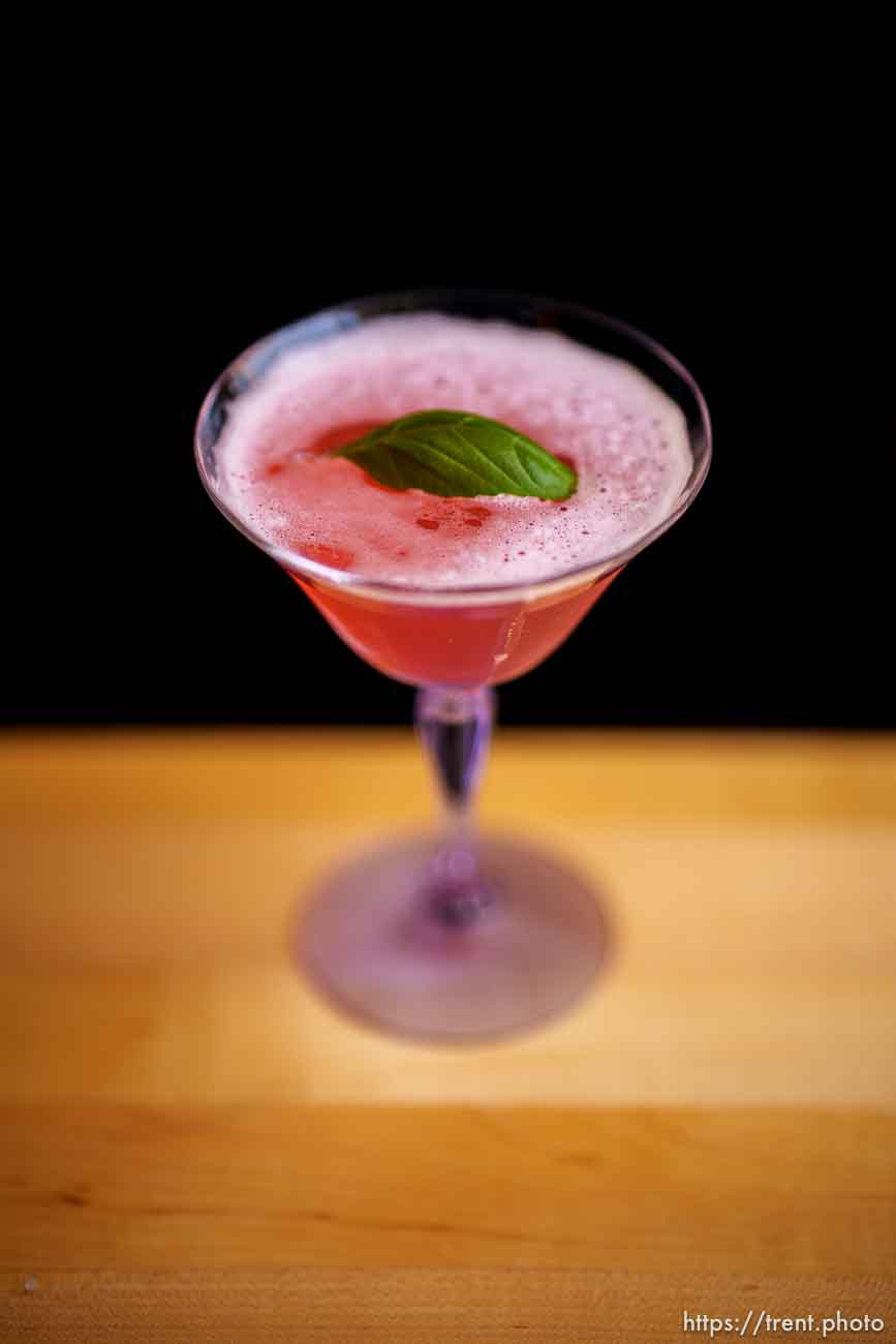 (Trent Nelson  |  The Salt Lake Tribune) Ruby Delight, a drink at Oquirrh Restaurant in Salt Lake City on Monday, Aug. 30, 2021.