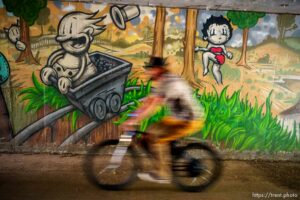 (Trent Nelson  |  The Salt Lake Tribune) Murals in tunnels along the Rail Trail in Park City on Wednesday, Sept. 1, 2021.