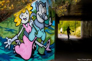 (Trent Nelson  |  The Salt Lake Tribune) Murals in tunnels along the Rail Trail in Park City on Wednesday, Sept. 1, 2021.