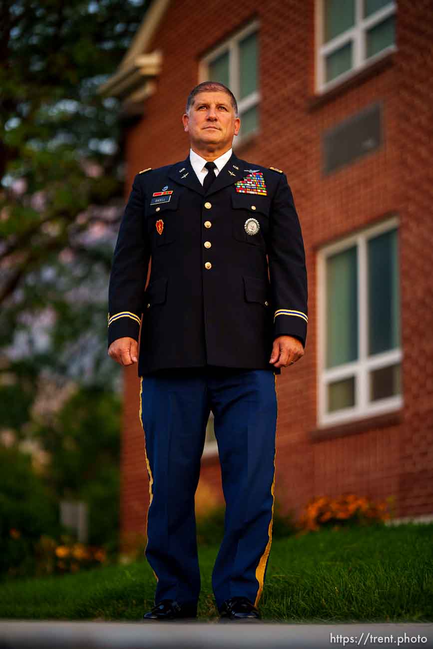 (Trent Nelson  |  The Salt Lake Tribune) Lt. Col. Matthew Badell, newly retired from the Utah National Guard, in Provo on Tuesday, Sept. 7, 2021.