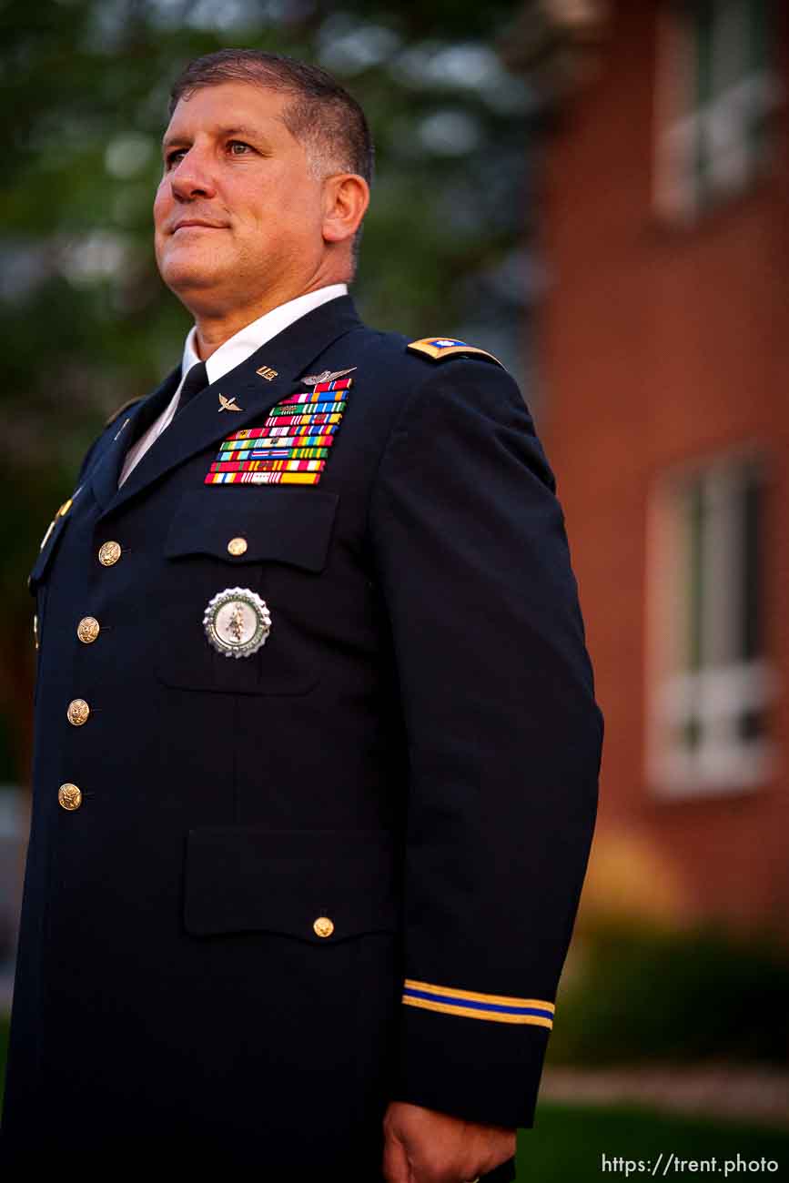 (Trent Nelson  |  The Salt Lake Tribune) Lt. Col. Matthew Badell, newly retired from the Utah National Guard, in Provo on Tuesday, Sept. 7, 2021.