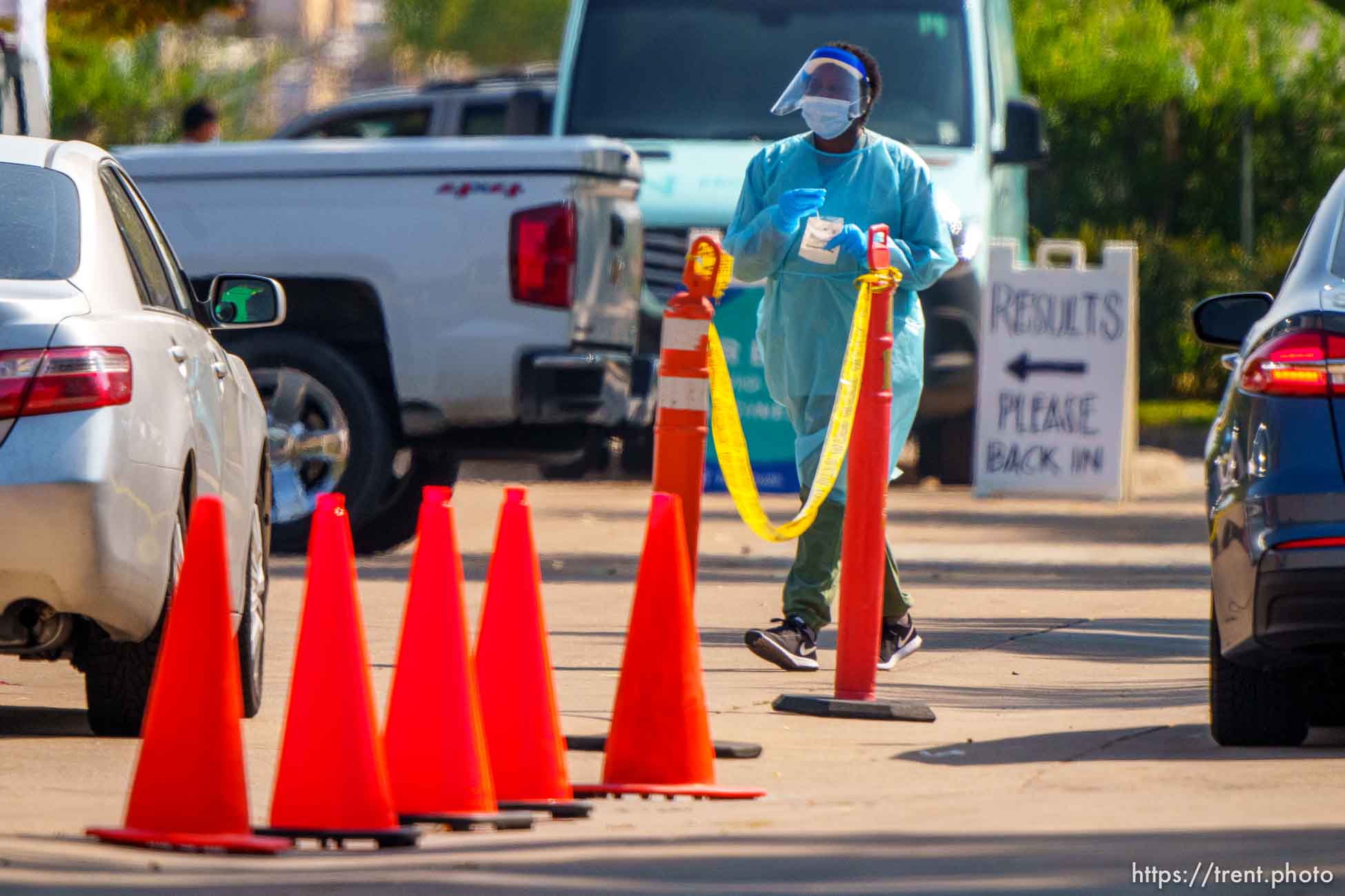 (Trent Nelson  |  The Salt Lake Tribune) COVID-19 testing being done at a TestUtah site in Salt Lake City on Thursday, Sept. 9, 2021.