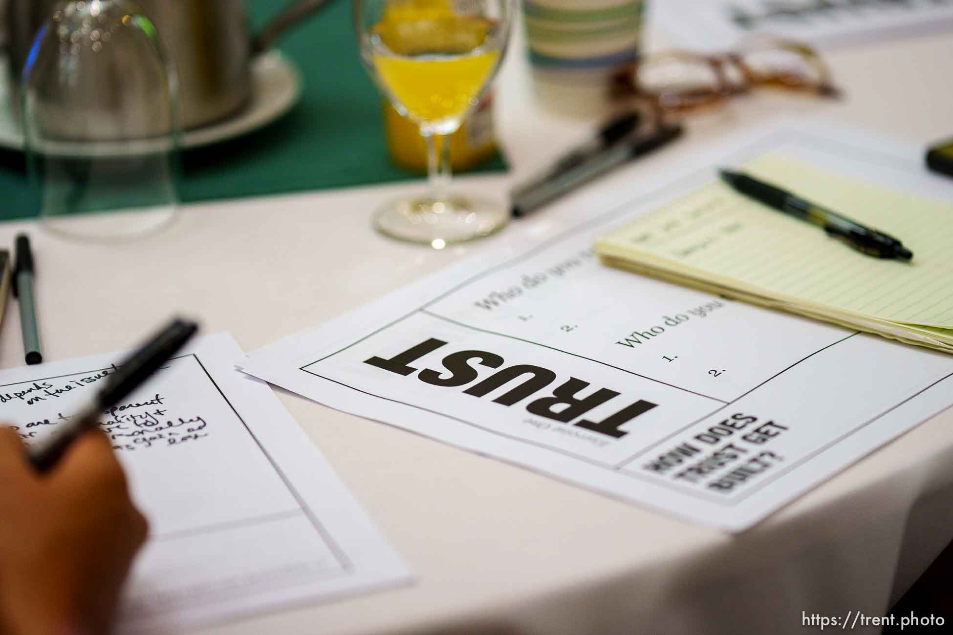 (Trent Nelson  |  The Salt Lake Tribune) Participants sharing thoughts and ideas at a Solutions Summit hosted by The Innovation Lab in West Valley City on Monday, Sept. 13, 2021.