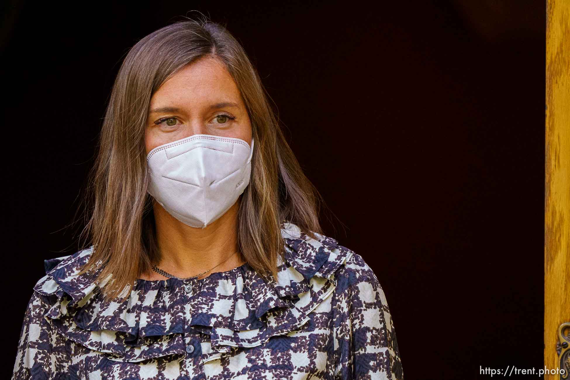 (Trent Nelson  |  The Salt Lake Tribune) Salt Lake City Mayor Erin Mendenhall arrives at a news conference regarding masks in schools in Salt Lake City on Monday, Sept. 13, 2021.