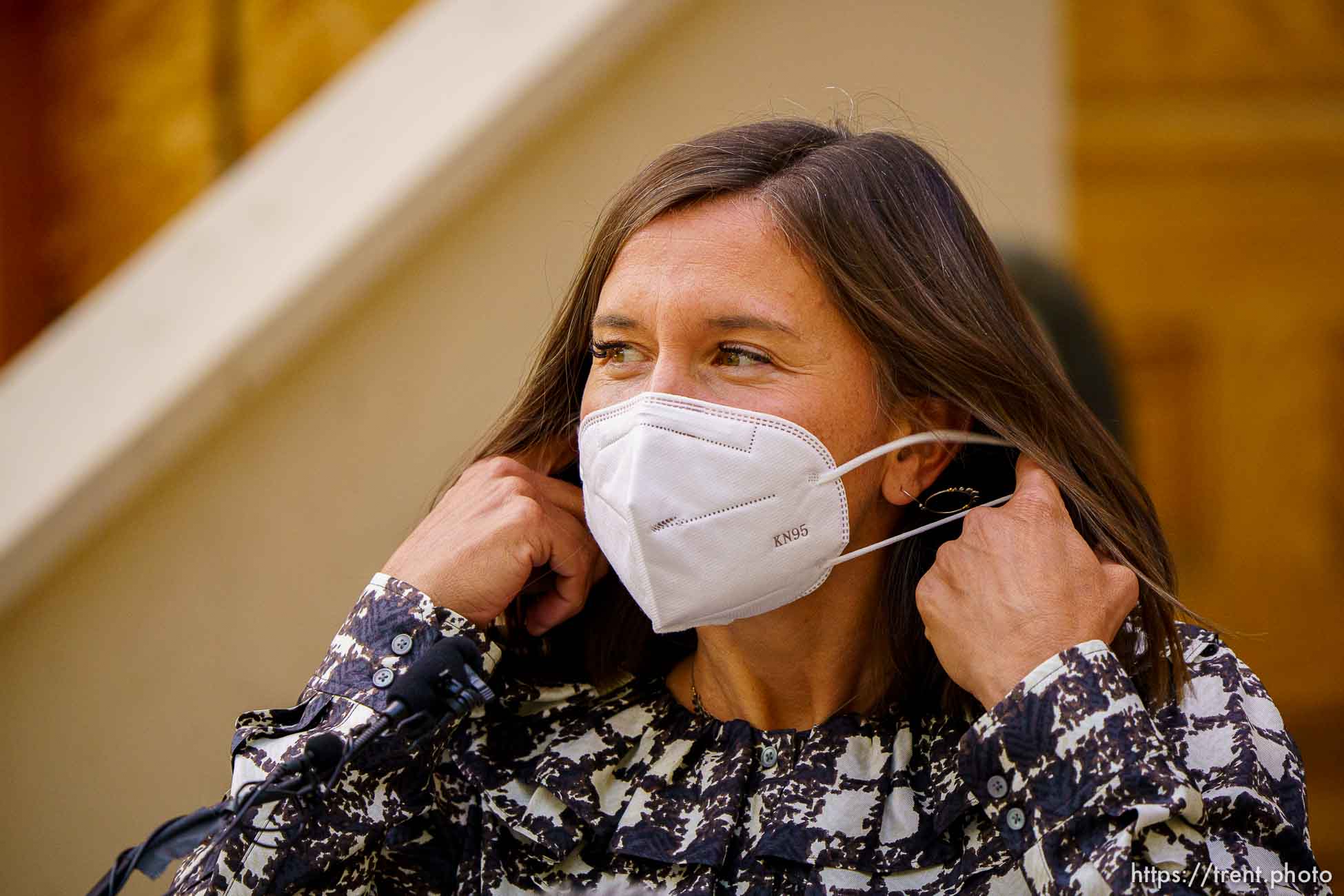 (Trent Nelson  |  The Salt Lake Tribune) Salt Lake City Mayor Erin Mendenhall arrives at a news conference regarding masks in schools in Salt Lake City on Monday, Sept. 13, 2021.