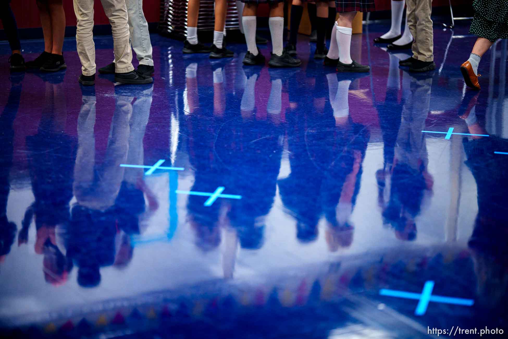 (Trent Nelson  |  The Salt Lake Tribune) Students wait to be tested for COVID-19 at American Preparatory Academy in Draper on Tuesday, Sept. 14, 2021.