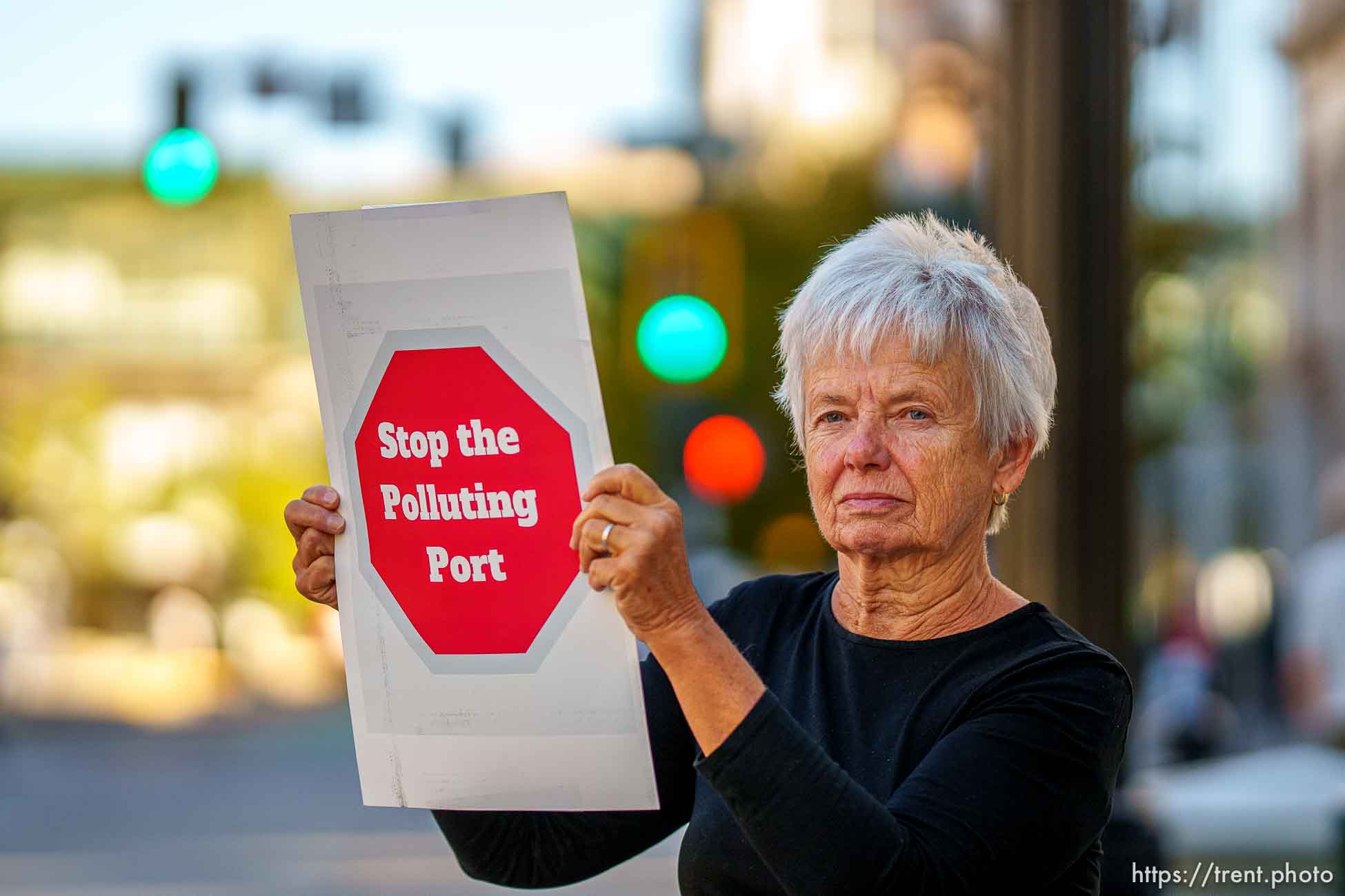 (Trent Nelson  |  The Salt Lake Tribune) Carolyn Erickson at a news conference by Stop the Polluting Port Coalition in Salt Lake City on Monday, Sept. 20, 2021.