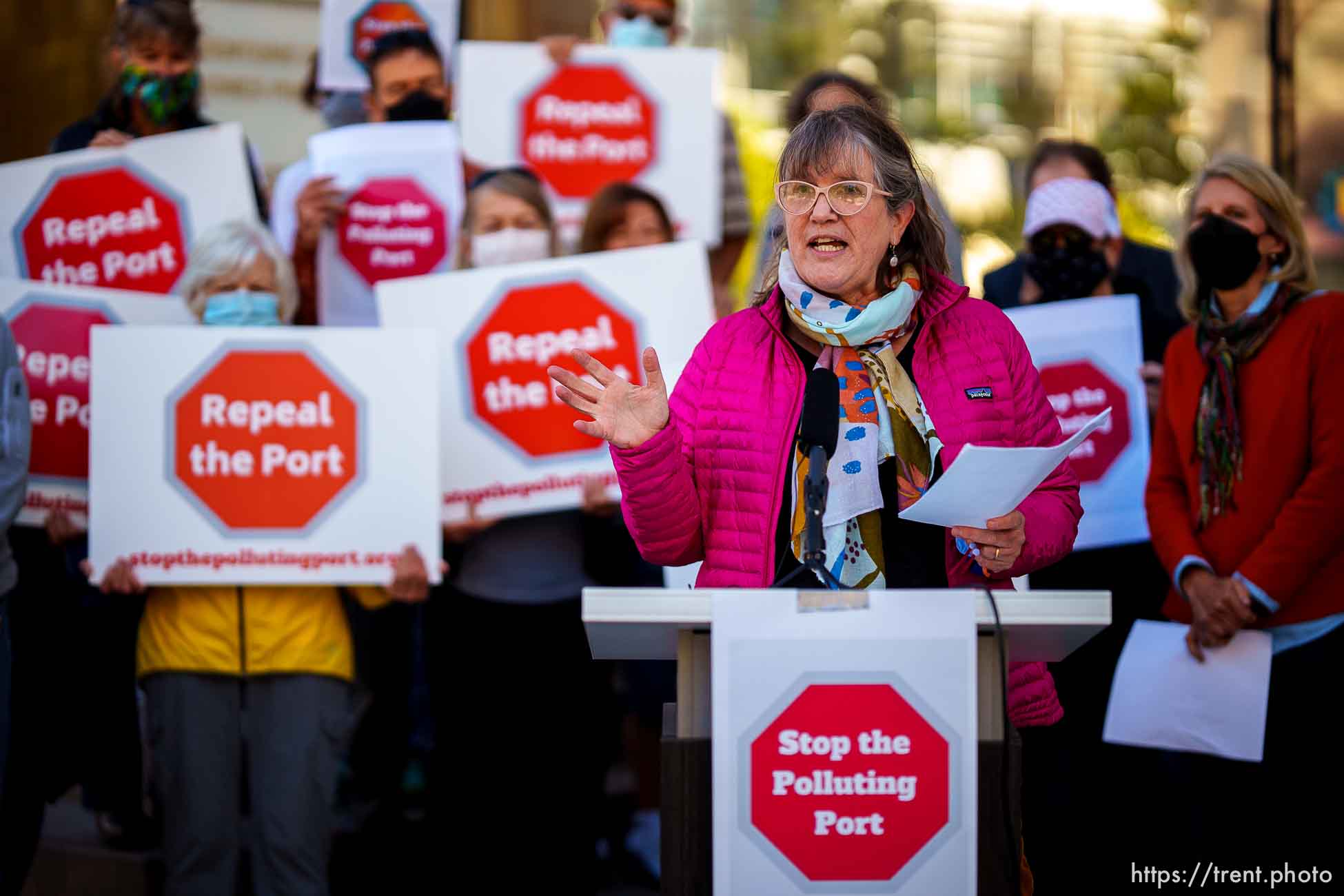 (Trent Nelson  |  The Salt Lake Tribune) Deeda Seed speaks at a news conference by Stop the Polluting Port Coalition in Salt Lake City on Monday, Sept. 20, 2021.