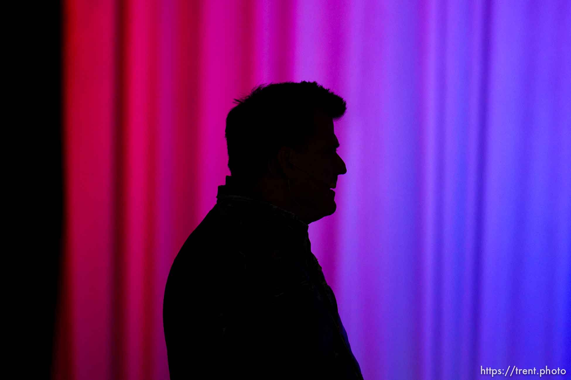 (Trent Nelson  |  The Salt Lake Tribune) Former Overstock.com CEO Patrick Byrne prepares to take the stage at the WeCANact Liberty Conference, held at the Salt Palace Convention Center in Salt Lake City on Friday, Oct. 22, 2021.