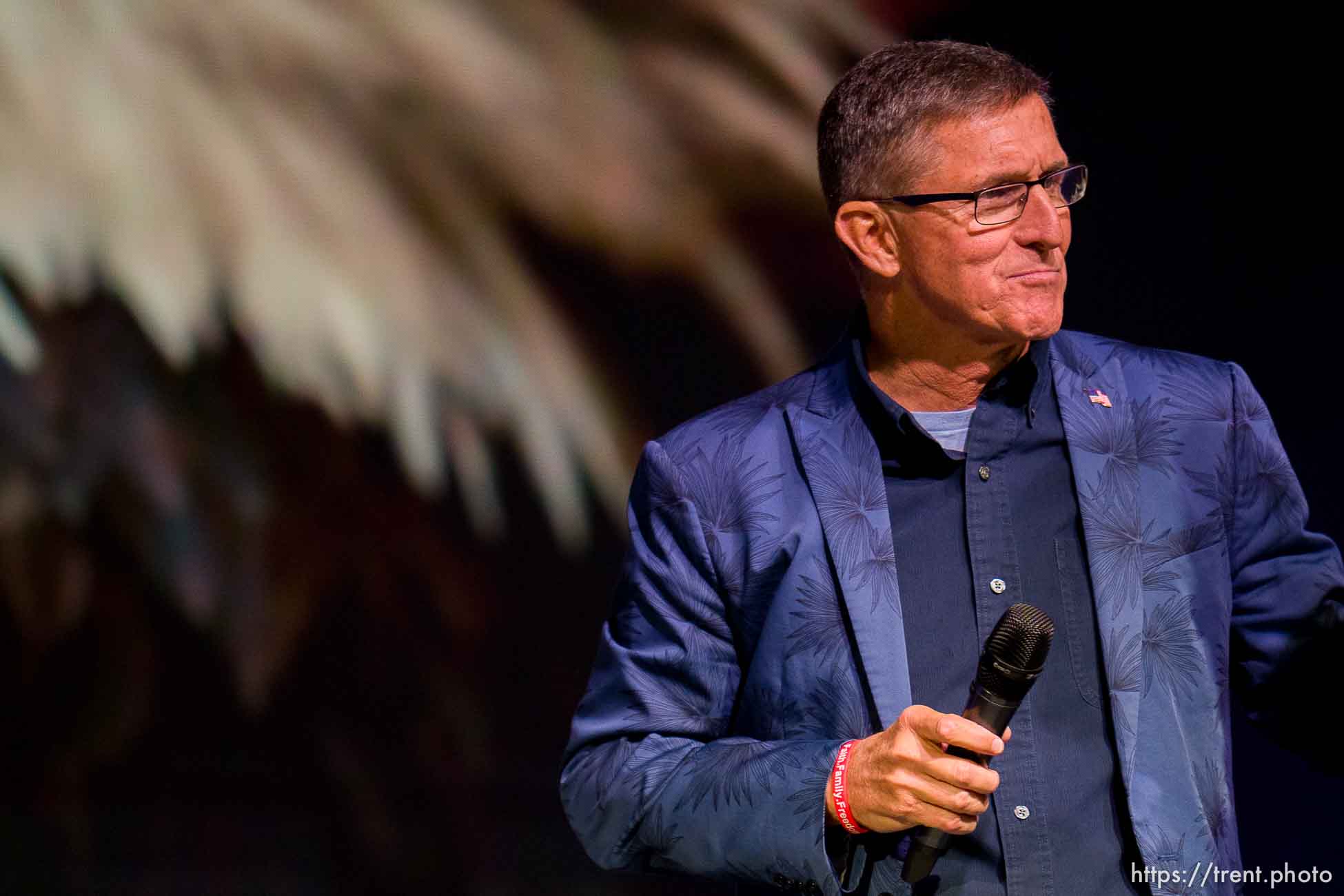 (Trent Nelson  |  The Salt Lake Tribune) Michael Flynn speaks at the WeCANact Liberty Conference, held at the Salt Palace Convention Center in Salt Lake City on Friday, Oct. 22, 2021.