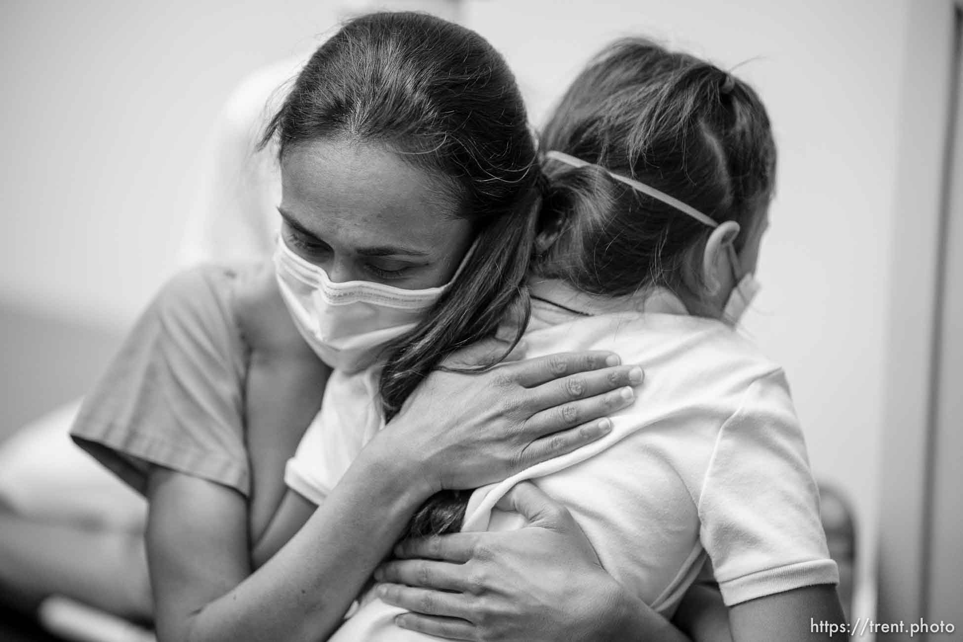 (Trent Nelson  |  The Salt Lake Tribune) Amrapali Shah holds her daughter, Arya Martinez, as Martinez received the COVID-19 vaccine at South Main Public Health Center in South Salt Lake on Wednesday, Nov. 3, 2021.