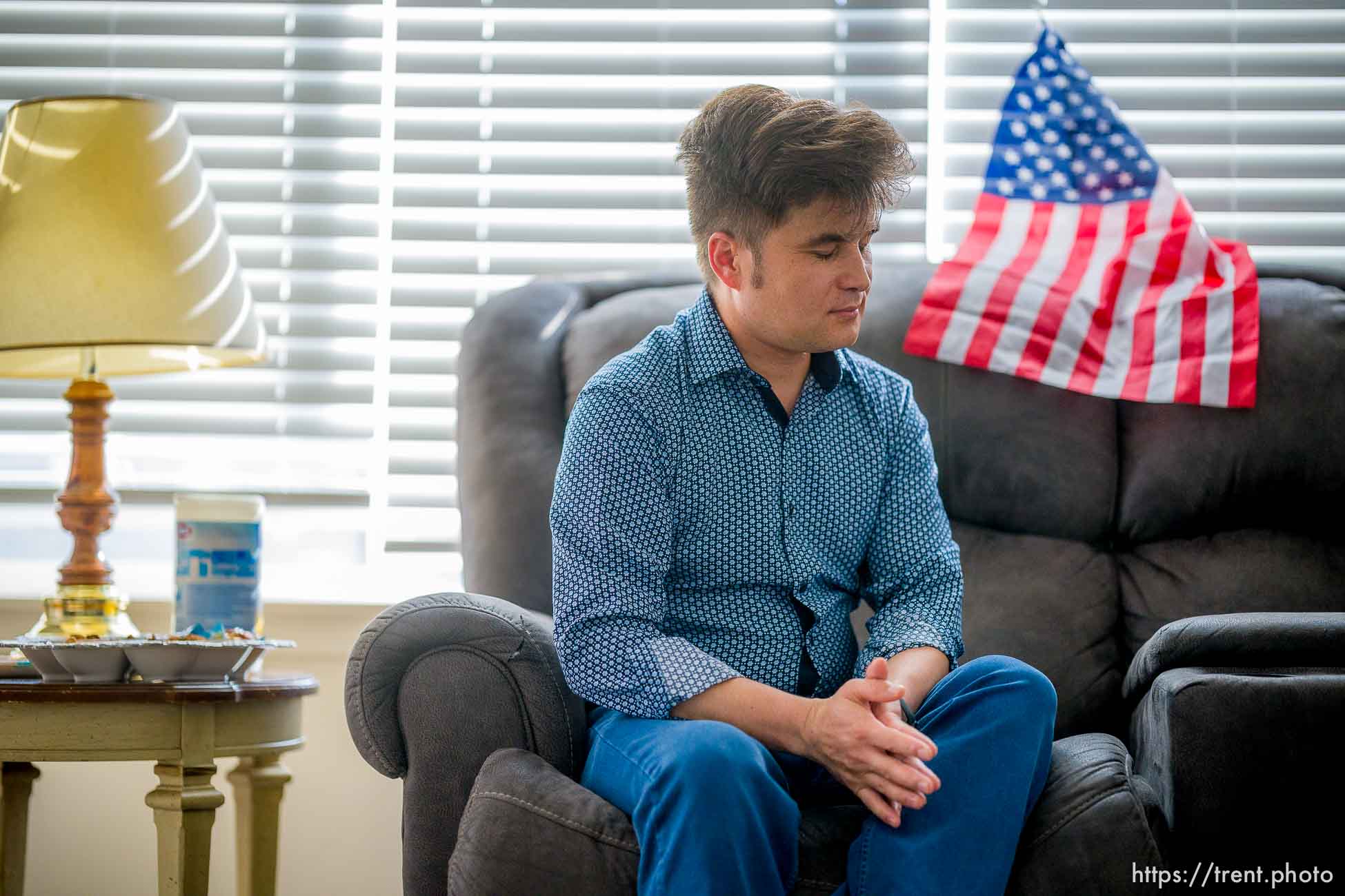 (Trent Nelson  |  The Salt Lake Tribune) Azim Kakaie, who recently came with his family from Afghanistan, in his North Salt Lake home on Friday, Nov. 5, 2021.