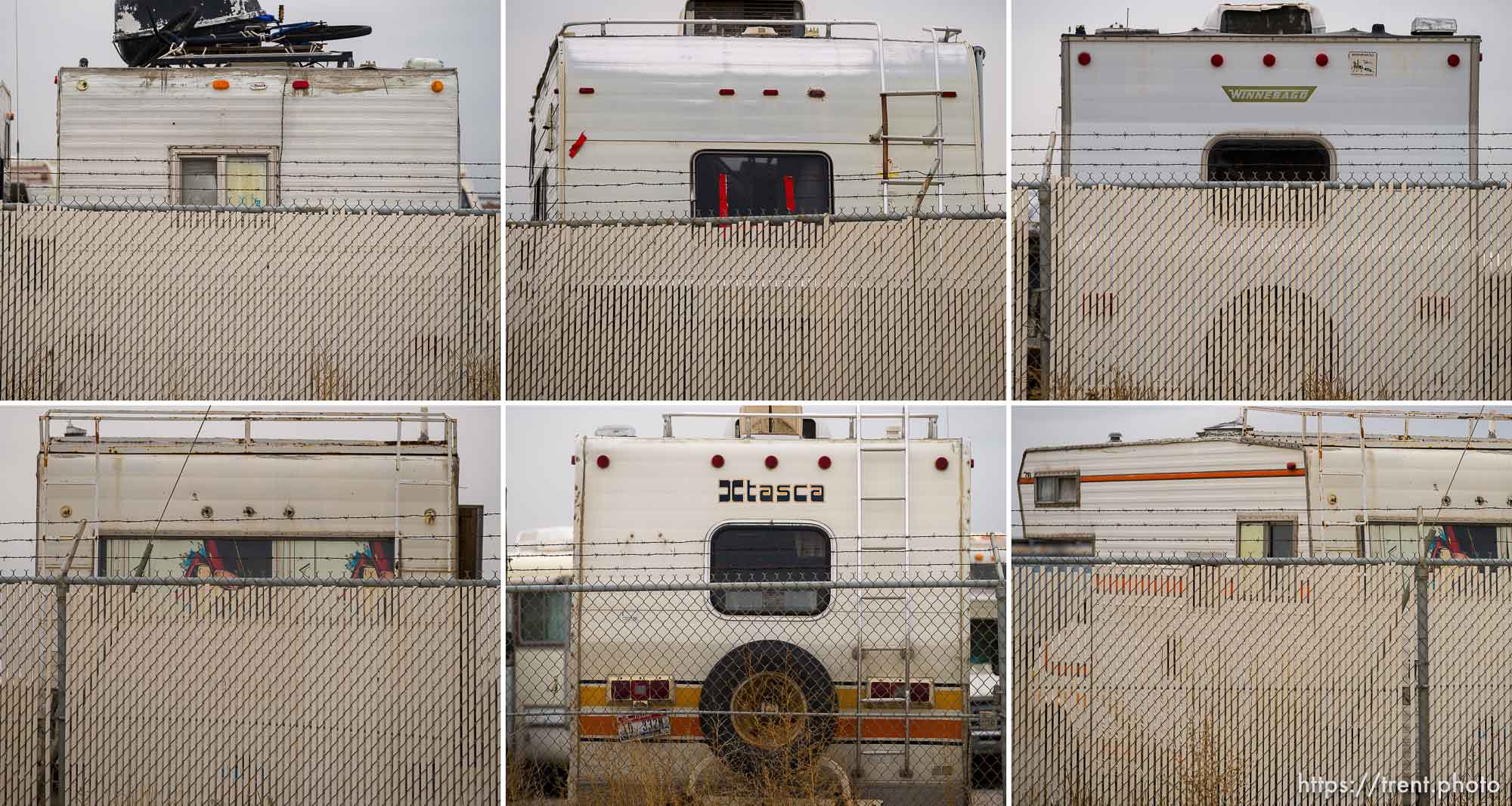 (Trent Nelson  |  The Salt Lake Tribune) RVs parked in the Salt Lake City Impound Lot on Thursday, Nov. 11, 2021.