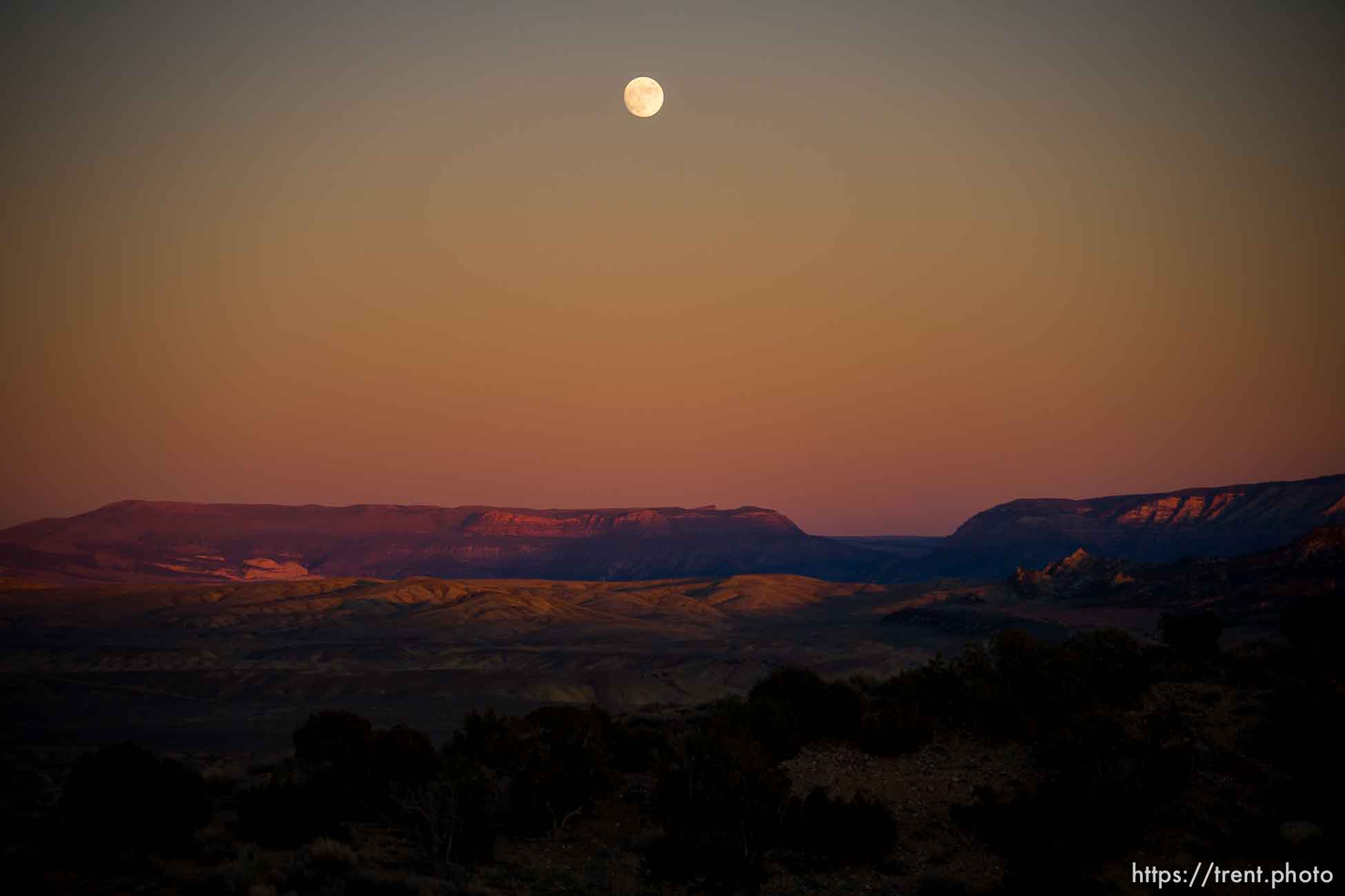 moonrise outside of Vernal on Wednesday, Nov. 17, 2021.